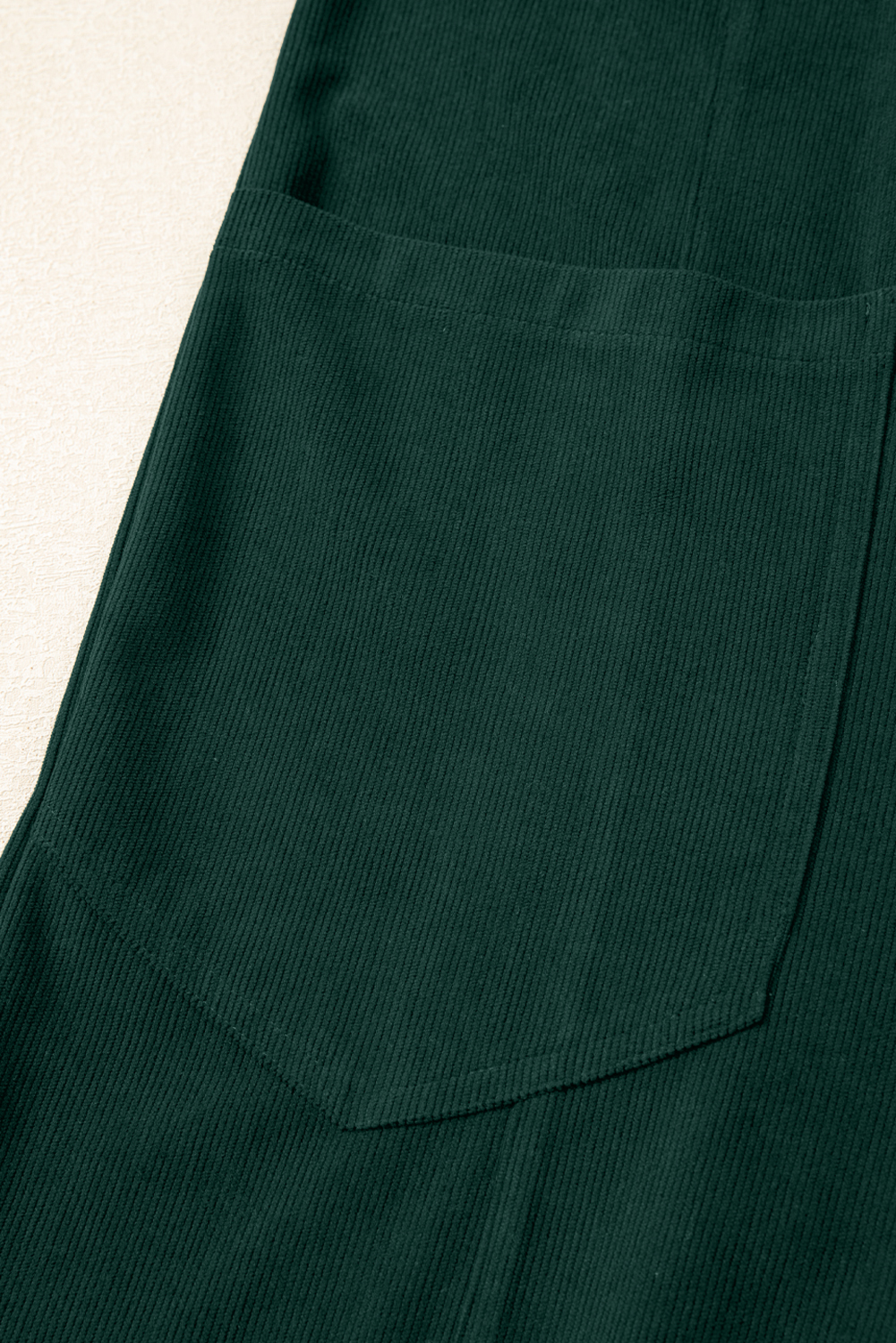 Women's Jumpsuit, Evergreen Color, Corduroy Fabric, V Neck, Sleeveless, Patched Pocket, Wide Leg, Casual Style, Daily Wear, Autumn Fashion, Solid Color, Comfortable Fit, Trendy Outfit - Detail View 12