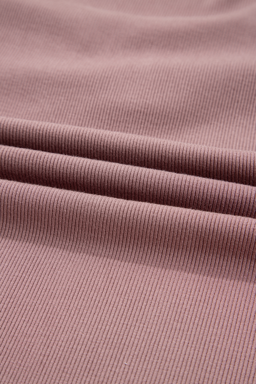 Women's Old Rose Gathered Bust Square Neck Long Sleeve Ribbed Top - Casual Chic for Fall - Detail View 13