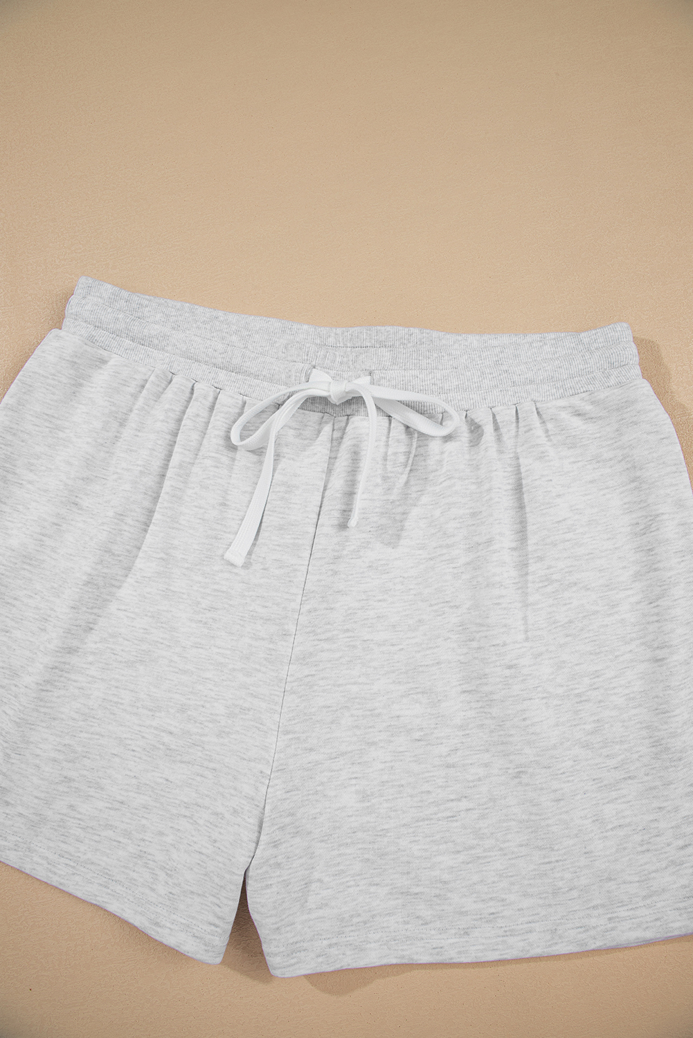 Plus Size Outfit, Light Grey, Casual Set, Colorblock, Pullover, High Waist Shorts, Daily Wear, Fall Fashion, Autumn Style, Comfortable, Stylish, Patchwork Pattern, Long Sleeve, Shift Silhouette - Detail View 16
