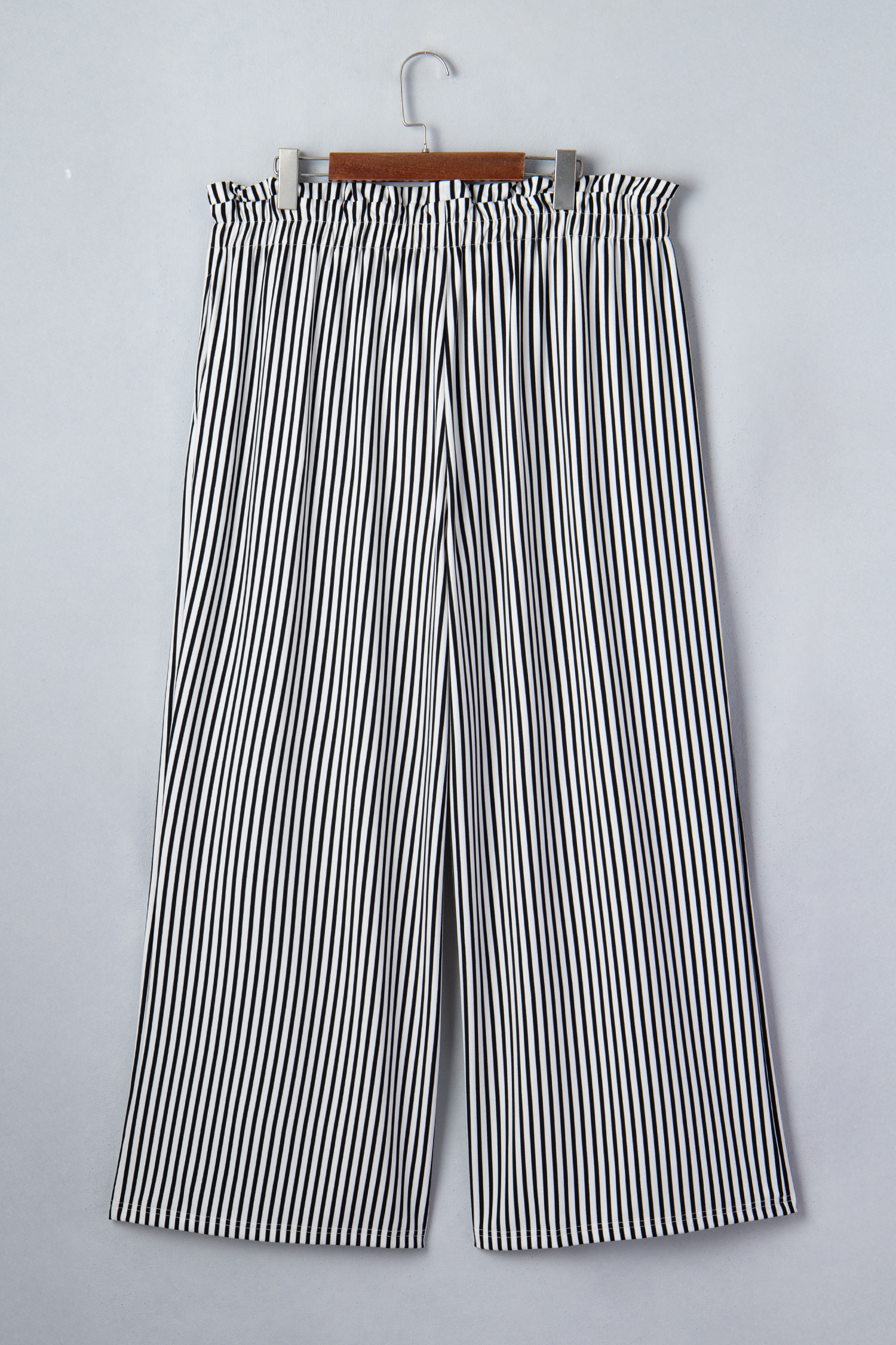 Women's High Waist Striped Trousers – Plus Size Wide Leg Casual Pants for All Seasons - Detail View 3