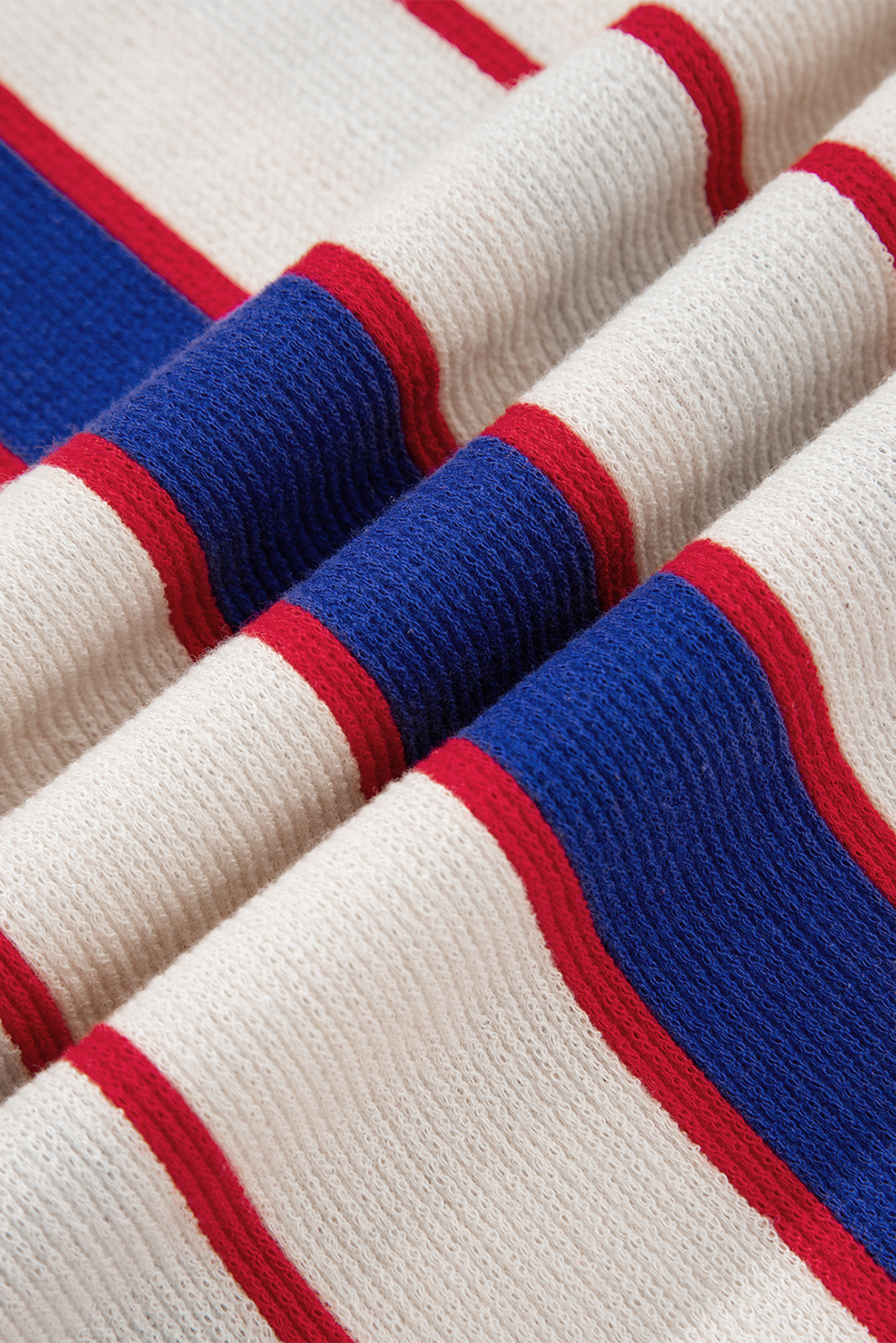 Stylish Long Sleeve Blue Stripe Color Block Polo Sweatshirt for Women - Detail View 10