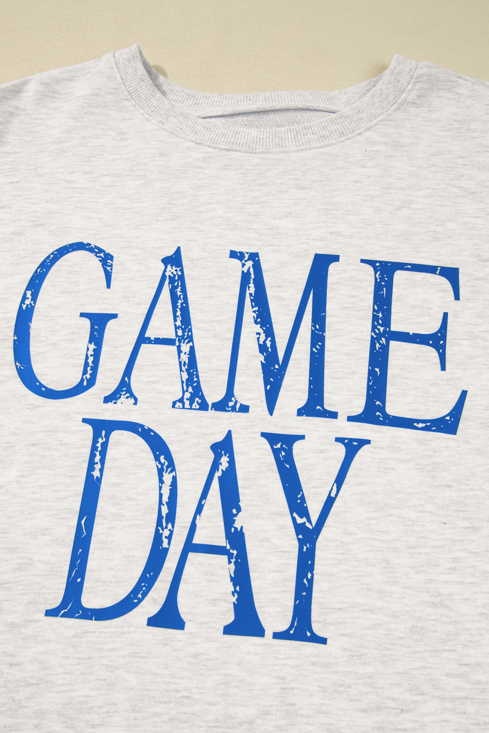 Women's Sweatshirt, Blue Sweatshirt, Vintage Washed, GAME DAY, Graphic Tee, Casual Style, Long Sleeve, Round Neck, Letter Print, Comfortable, Baggy Fit, Fall Fashion, Daily Wear, Beach Outfit, Outdoor Activities, Back to School - Detail View 12