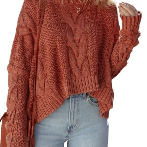 Women's Redwood Burl Chunky Fit Slouchy Knit Sweater – Cozy Casual Style for Fall - Main View