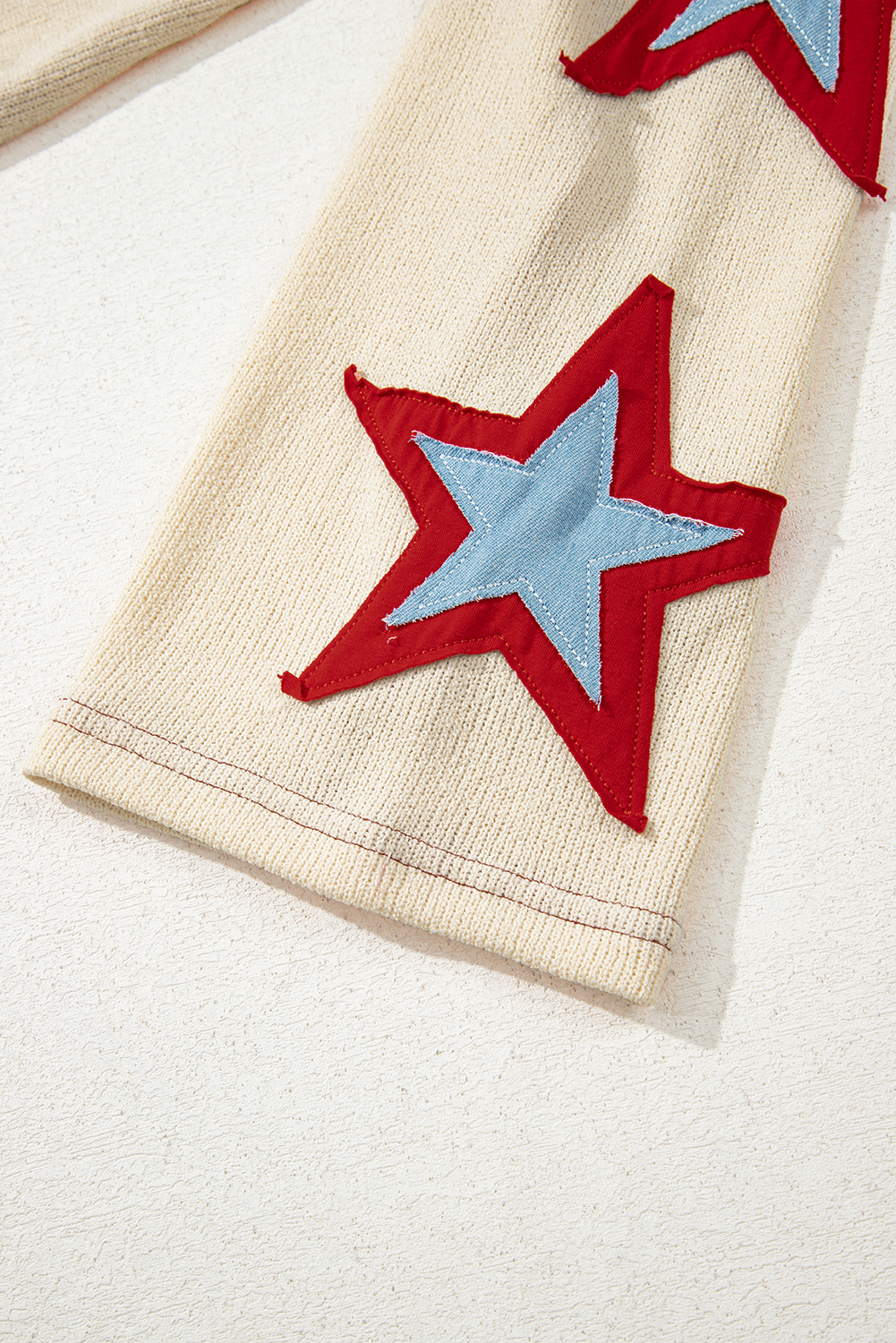 Versatile Long Sleeve Shirt: Stylish Beige Star Pattern Top for Daily Wear - Detail View 11