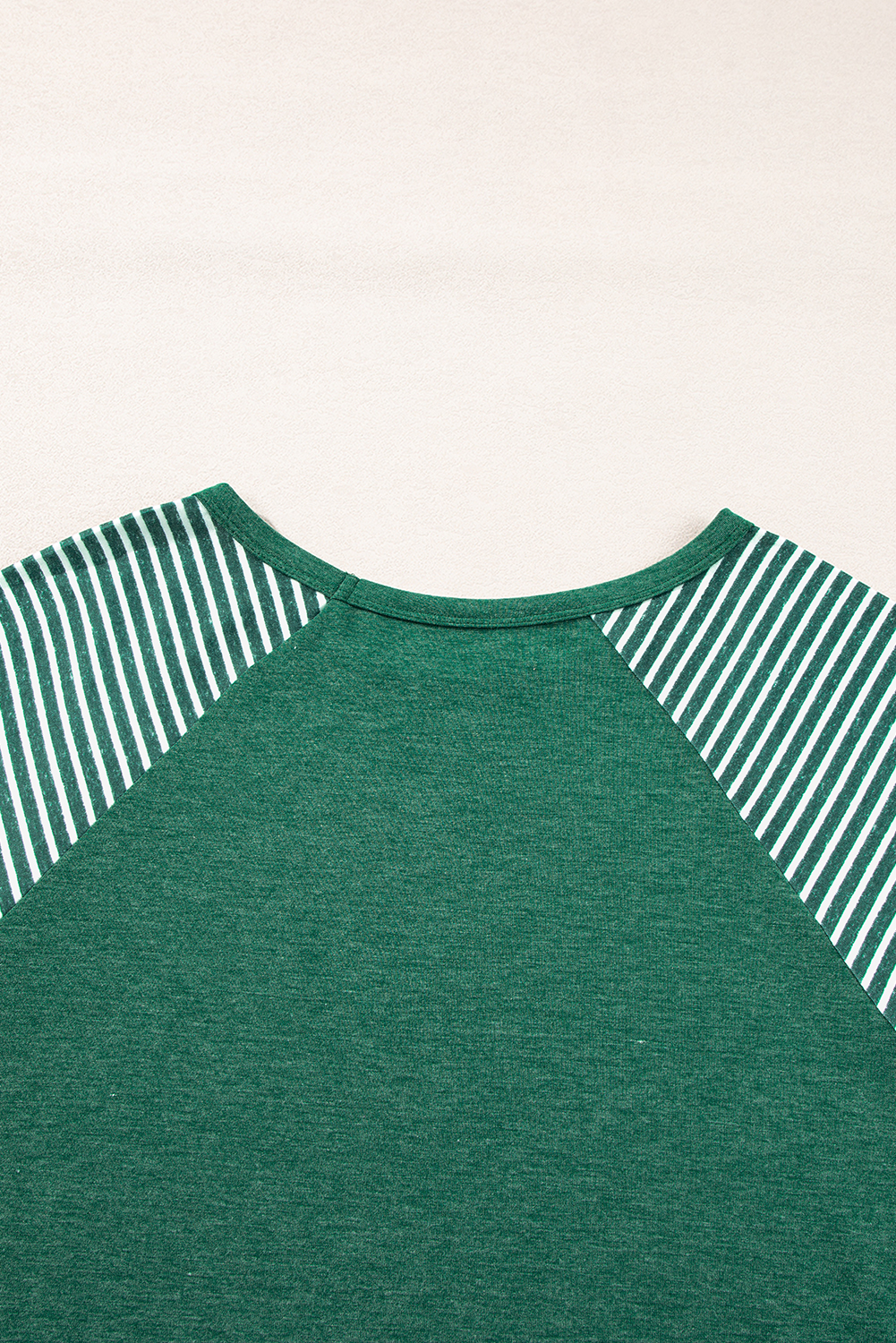 Stylish Long Sleeve Raglan Top in Blackish Green with Contrast Stripes - Detail View 14