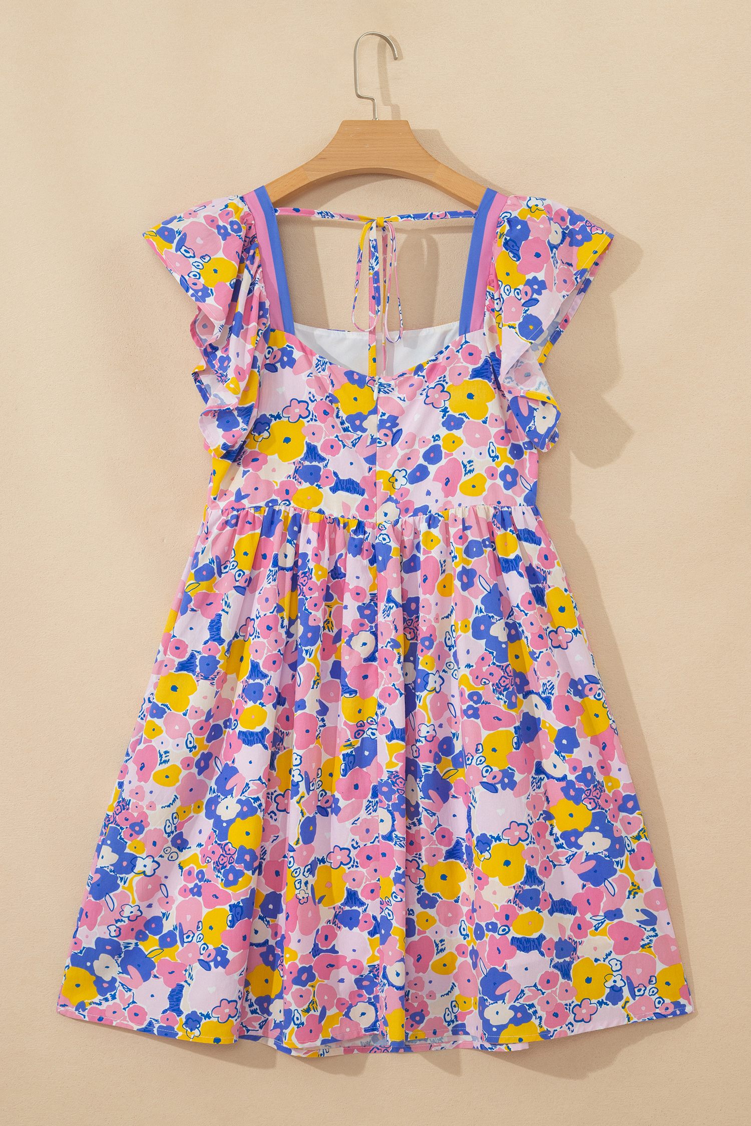Southern Belle Women's Floral Summer Dress – Short Flutter Sleeve Square Neck Mini Dress for Easter & Holidays - Detail View 11