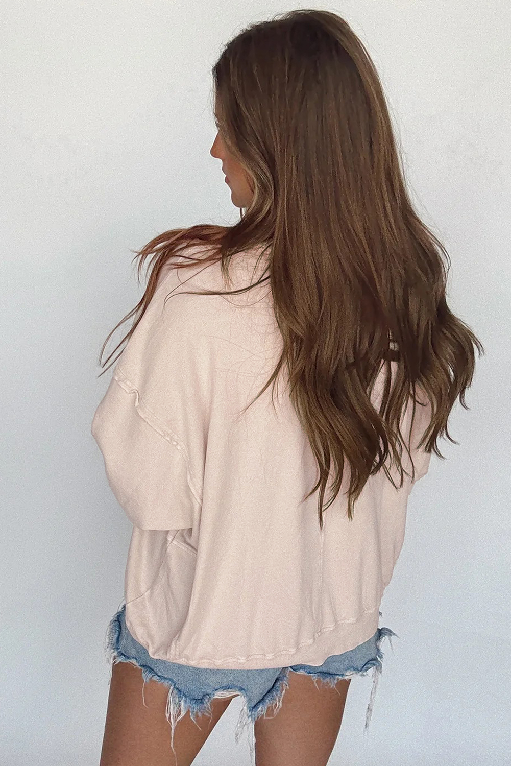 Stylish and Comfortable Beige Floral Applique Casual Top for Fall - Detail View 2