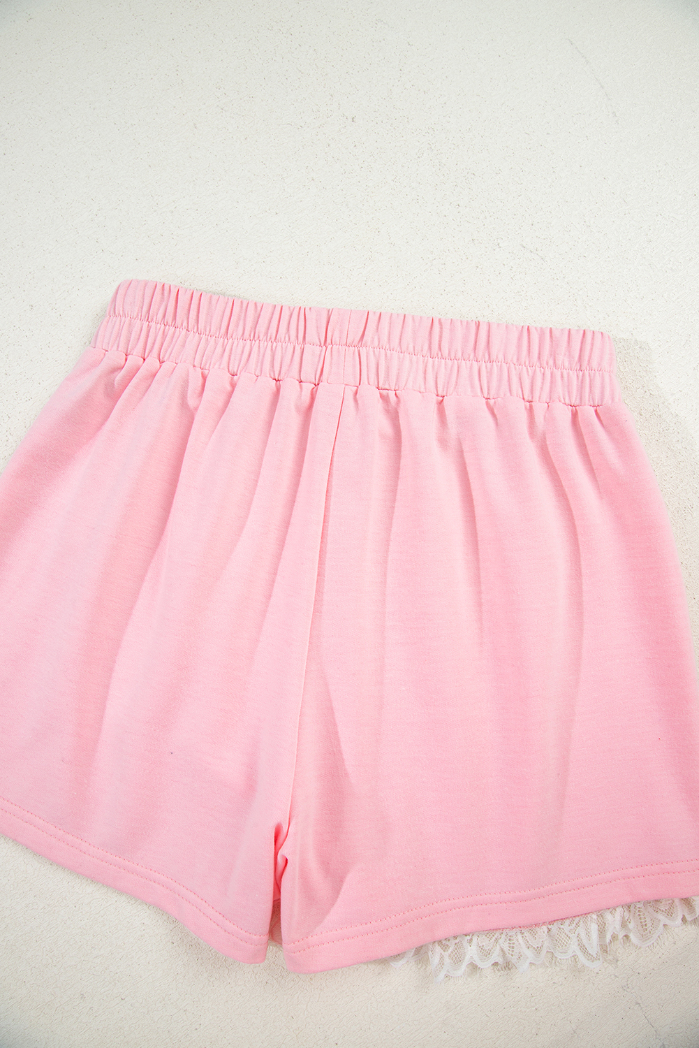 Pink Two Piece Set, Peter Pan Collar, Lace Embellished, Sweatshirt and Skirt, Long Sleeve, High Waist, Daily Occasion, Southern Belle Style, Cute Outfit, Fall Fashion, Solid Pattern, Comfortable Material, 75% Polyester, 20% Cotton, 5% Elastane - Detail View 8