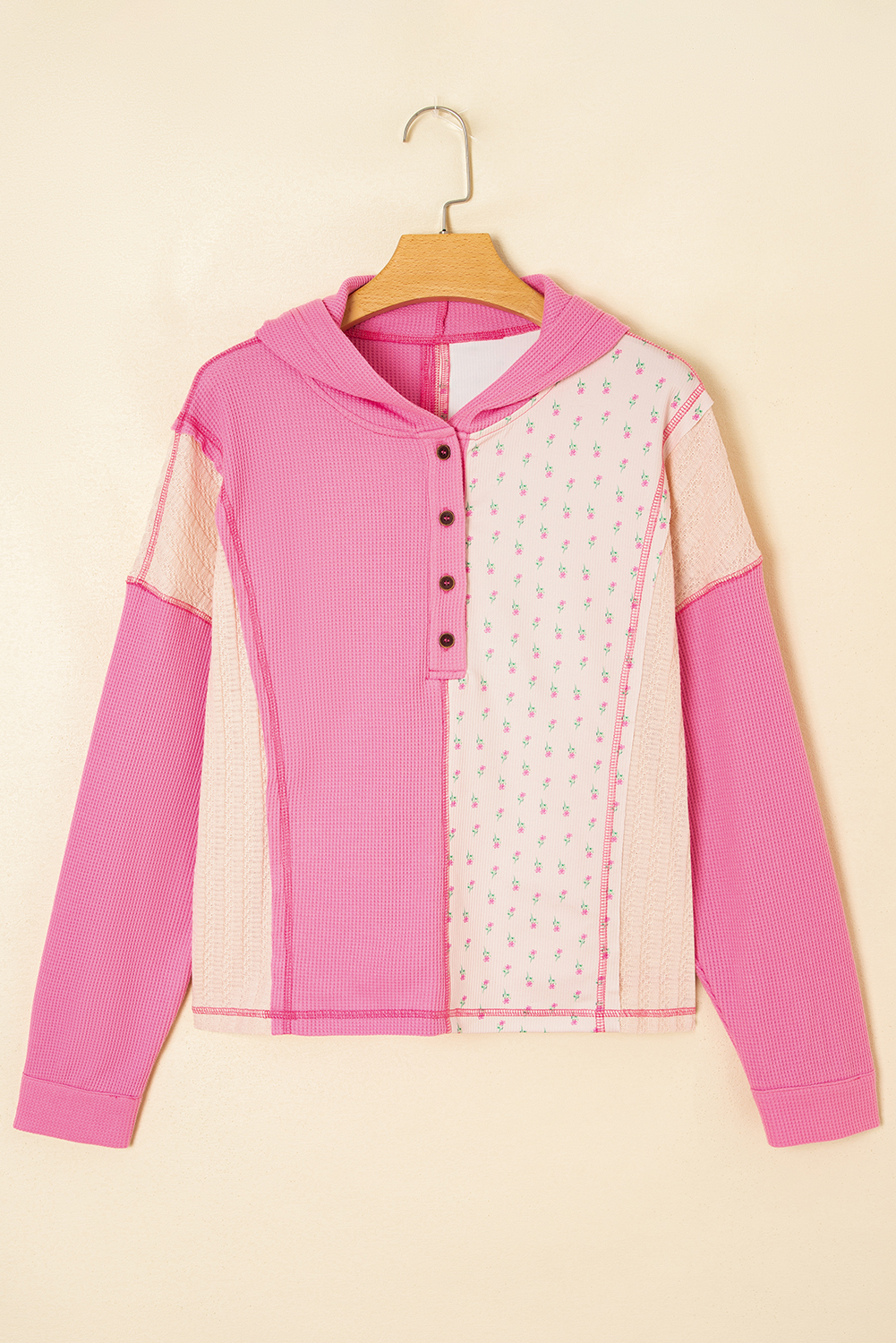 Stylish and Comfortable Oversize Pullover with Floral Patchwork for Daily Wear - Detail View 3
