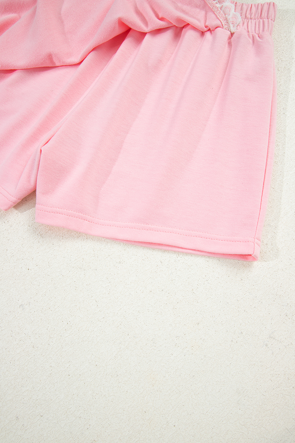 Charming Pink Peter Pan Lace Embellished Neck Sweatshirt and Skirt Two Piece Set - Detail View 9