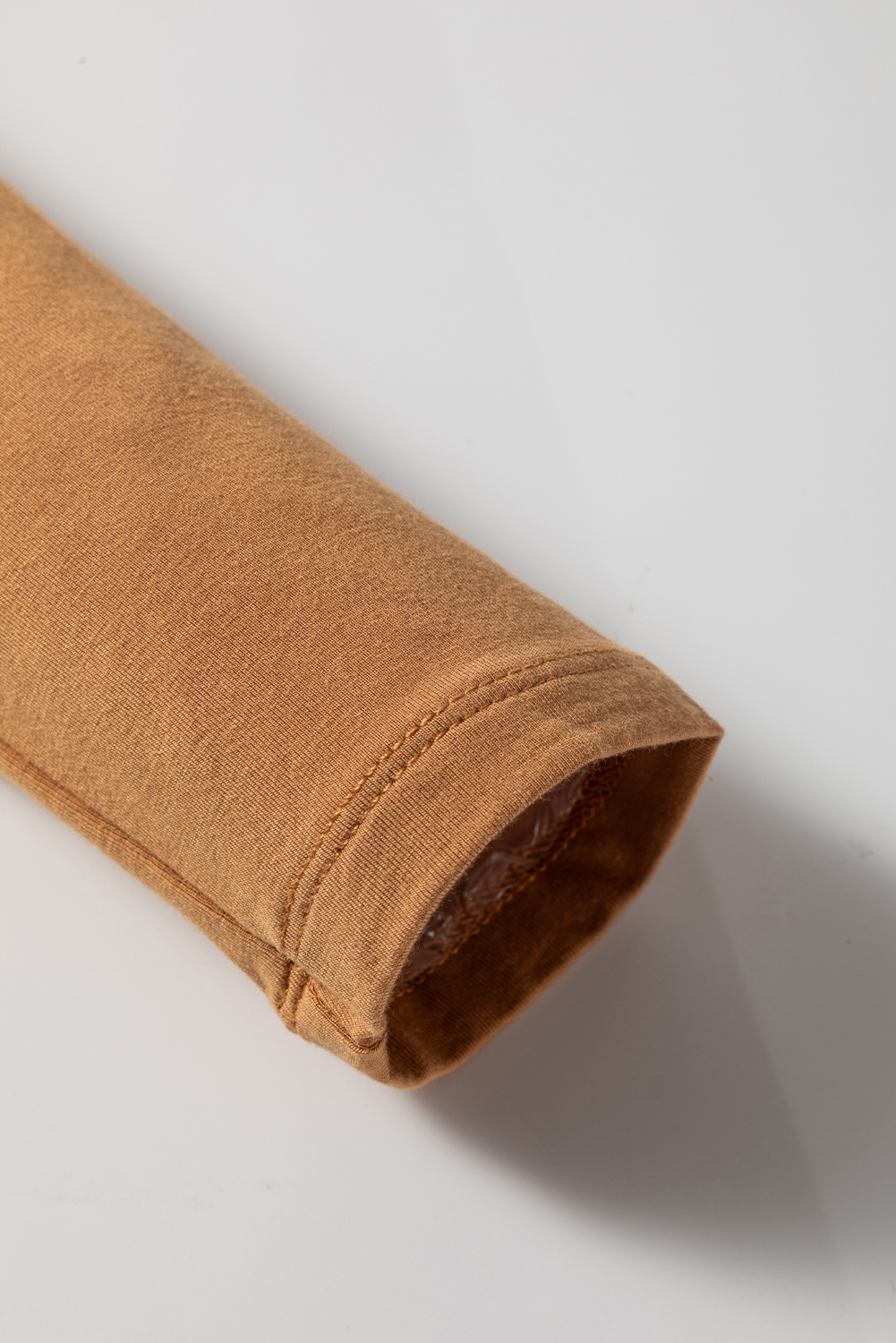 Women's Chestnut Solid Color Long Sleeve Fitted Top - Stylish Western Sheath Design - Detail View 9