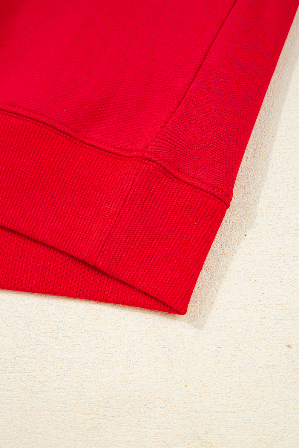 Casual Fiery Red Long Sleeve Sweatshirt with Contrast Trim and Matching Shorts - Detail View 14