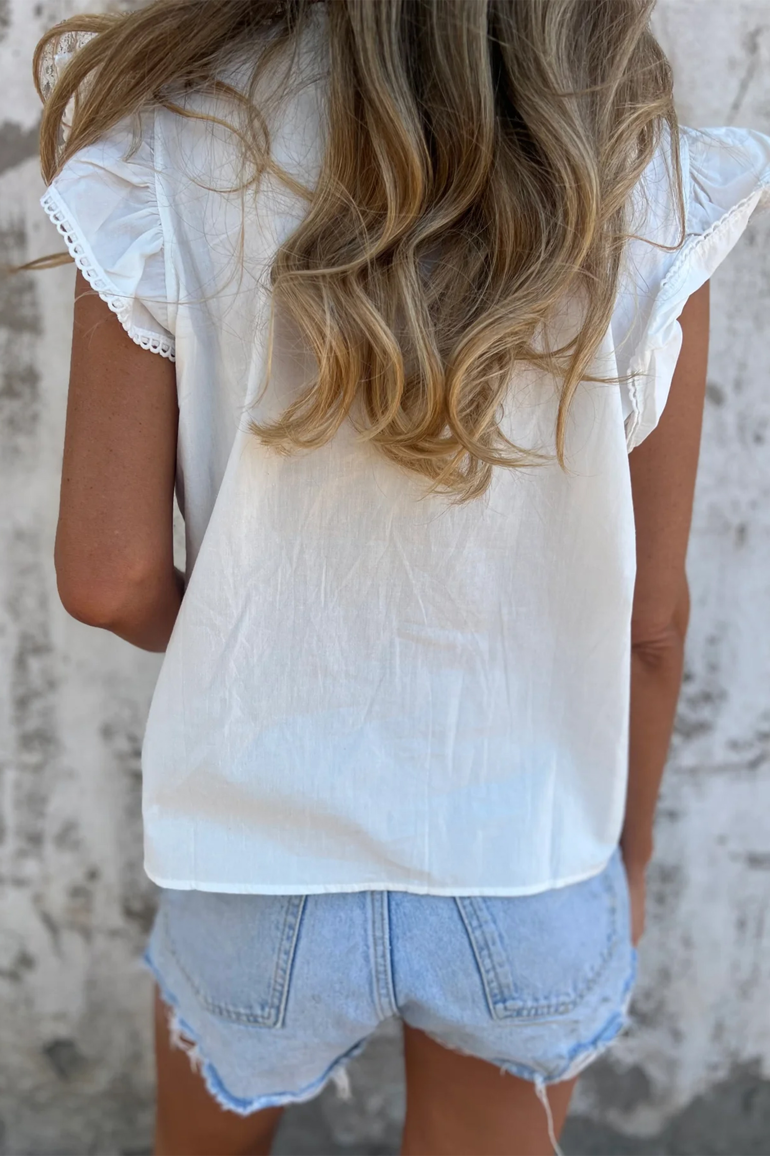 Casual Short Sleeve Shift Blouse for Women – Breathable Cotton Lyocell Pleated Lace Top - Detail View 2