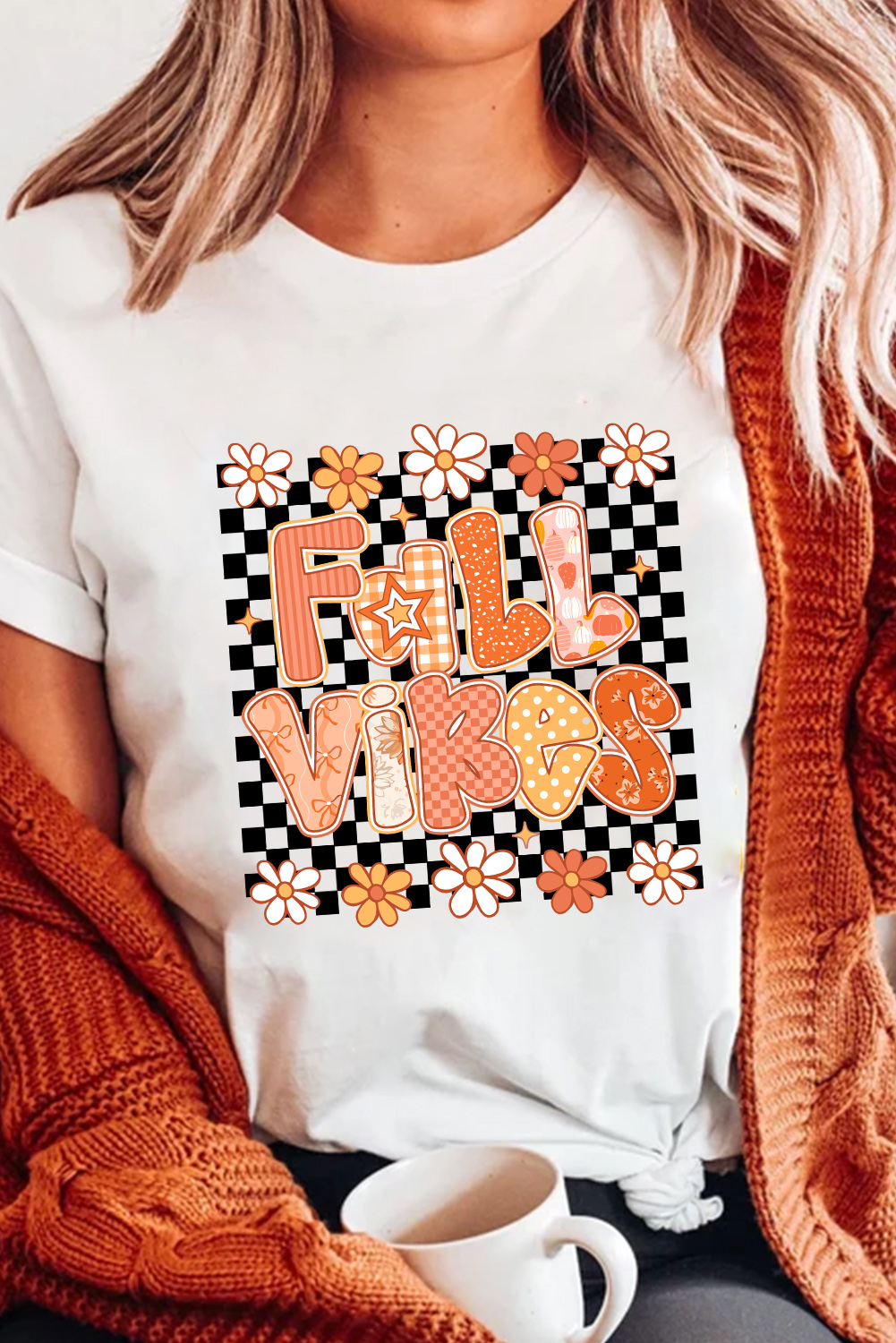 Soft Cotton Blend Women's Short Sleeve Tee - Stylish Fall Graphic Design - Detail View 3