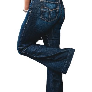 Women's Sail Blue Western Stitch Bootcut Jeans with Patched Pockets - Main View