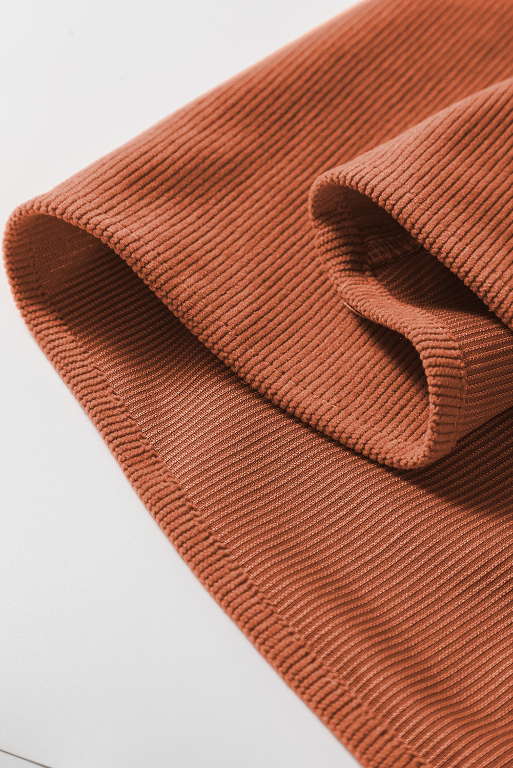 Women's Cinnamon Corduroy Mini Dress with Bracelet Sleeves and Scallop Detail - Detail View 13