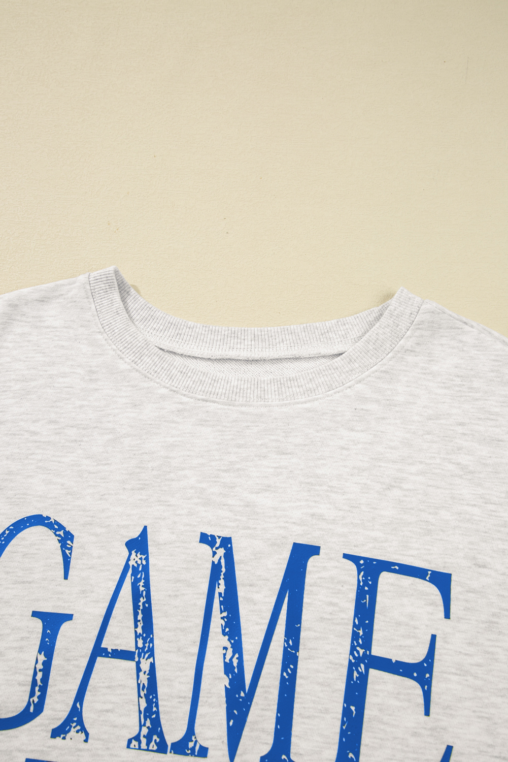Women's Blue Vintage Washed GAME DAY Graphic Baggy Sweatshirt for Casual Wear - Detail View 17