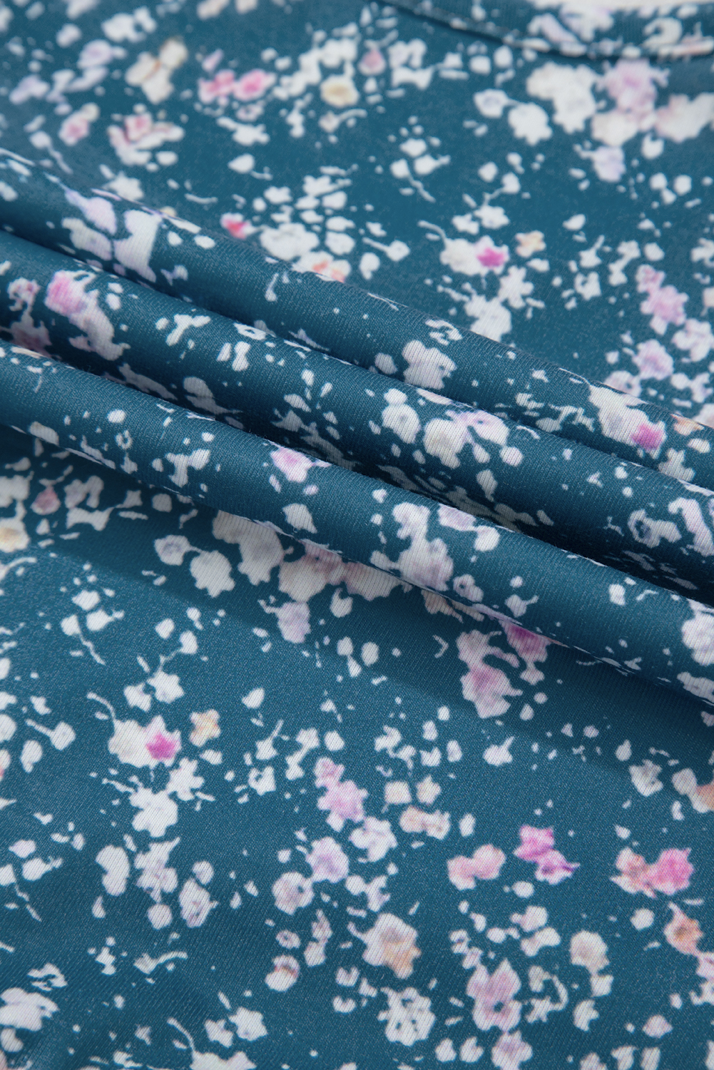 Chic Long Sleeve Floral Blouse with Ruffled Hem and Colorblock Pattern for Daily Wear - Detail View 14