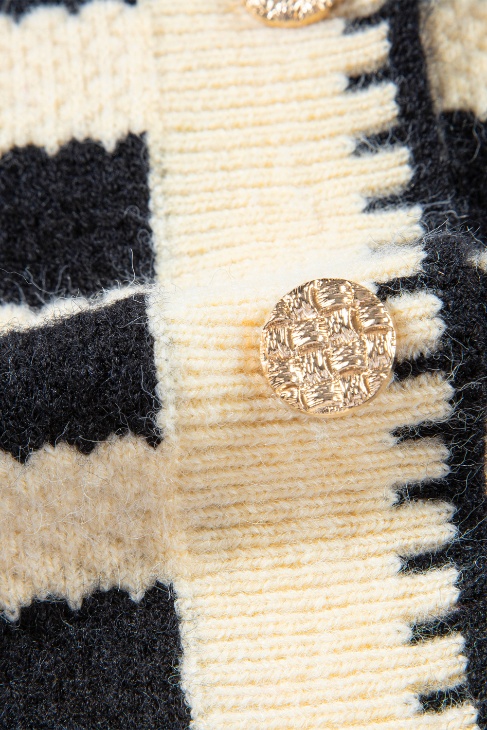 Women's Cardigan, Apricot Stripe, Golden Buttons, Long Sleeve, Casual Style, Daily Wear, Fall Fashion, Autumn Sweater, Round Neck, Chic Design, Comfortable Material, Sheath Silhouette - Detail View 16