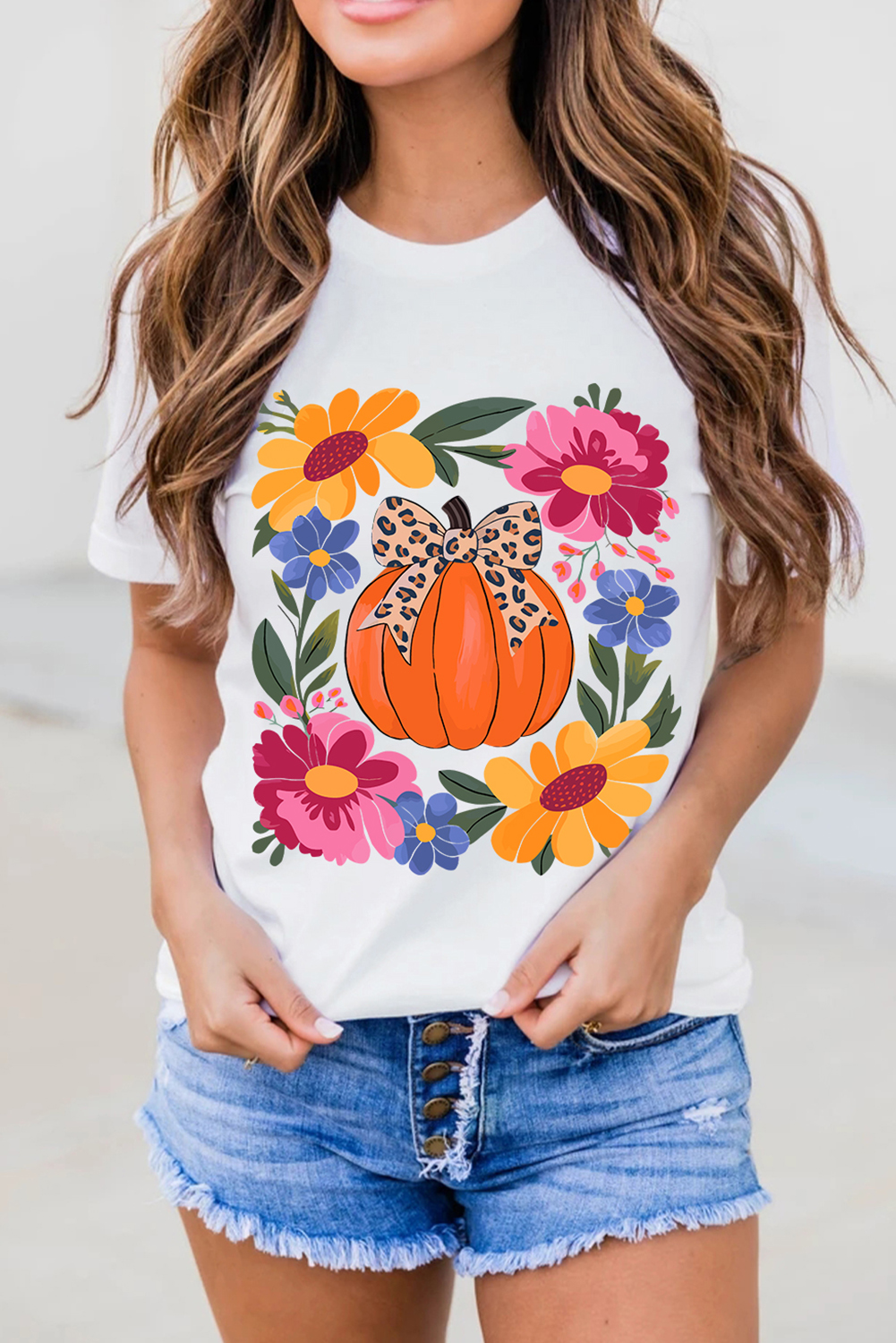 Festive Floral Graphic T-Shirt - Perfect for Thanksgiving Gatherings - Detail View 6
