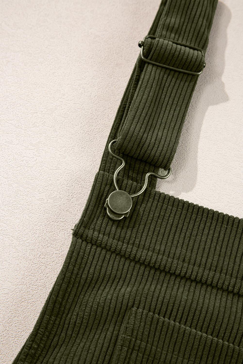Women's Dress, Vineyard Green, Corduroy Overall, Sleeveless, Solid Color, Mini Dress, Casual Style, Front Pockets, Daily Wear, Fall Fashion, Autumn Outfit, Comfortable Fit, Trendy Look - Detail View 16