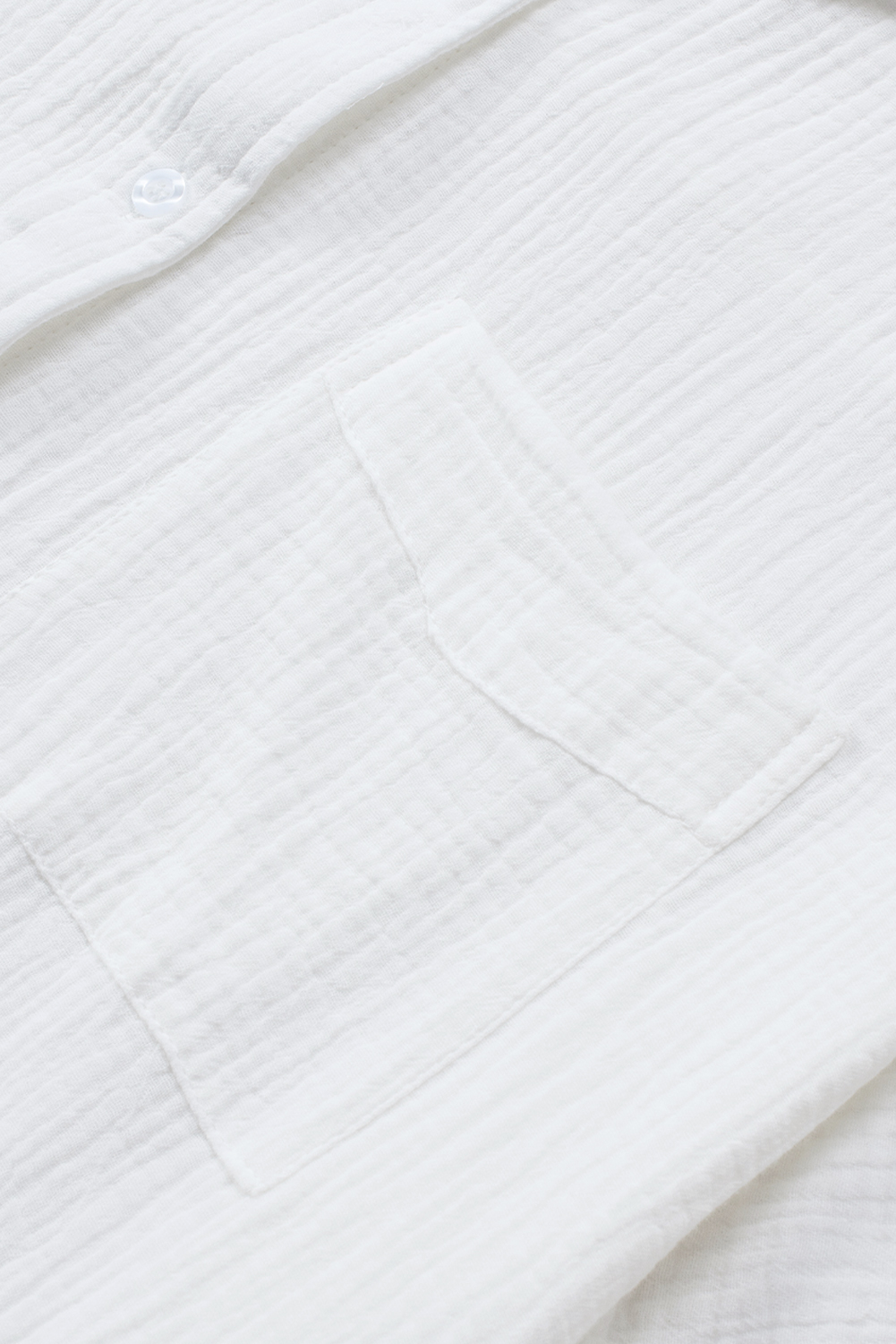 Comfortable and Stylish White 3/4 Sleeve Shirt for Daily Wear - Textured Cotton Gauze - Detail View 11