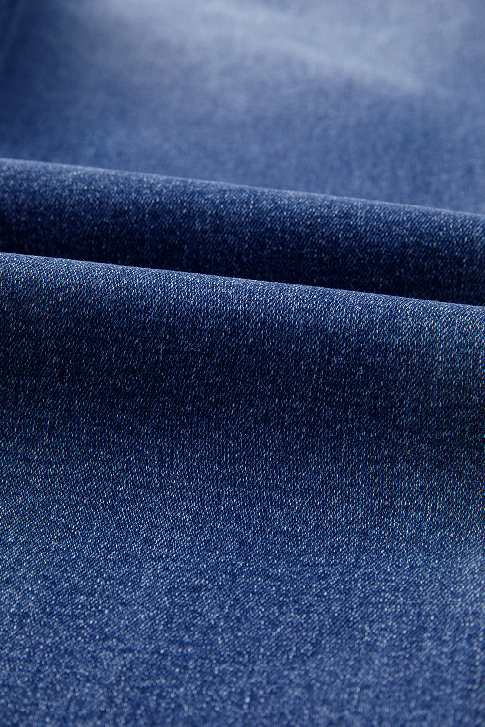 Women's Stretch Cropped Jeans – Whiskered Dark Blue High Waist Denim for All Seasons - Detail View 6