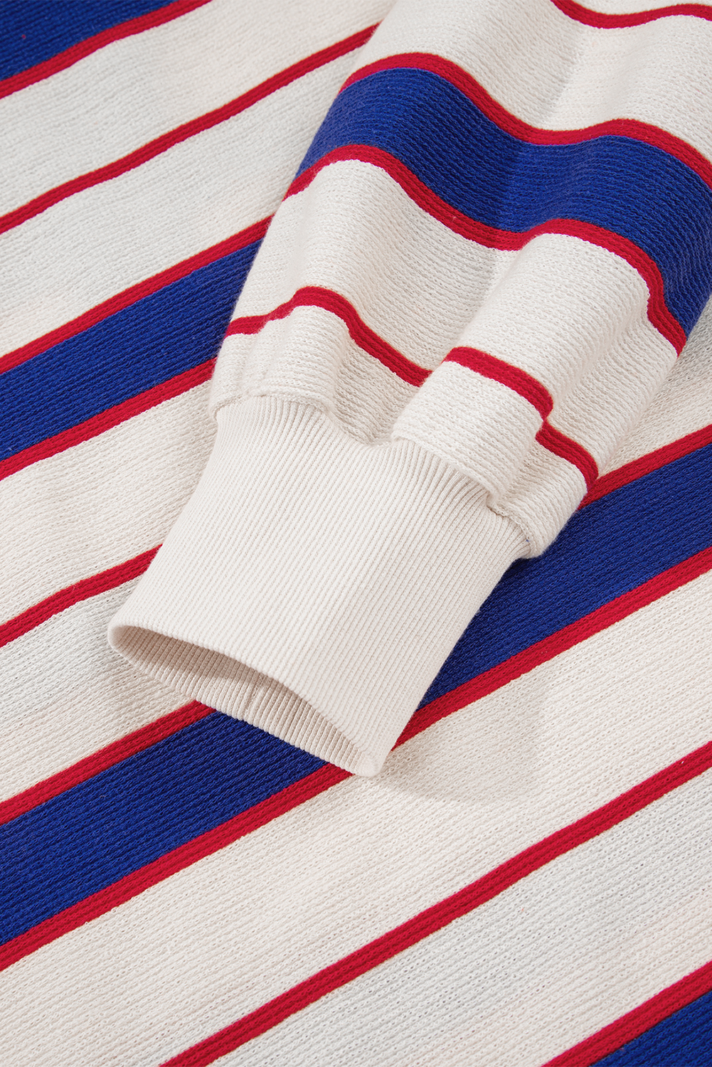 Women's Sweatshirt, Blue Stripe, Color Block, Polo, Casual Style, Long Sleeve, V Neck, Comfortable, Cotton Blend, Breathable Fabric, Daily Wear, Fashionable, Chic, Easy to Pair, Tops, Sweatshirts & Hoodies - Detail View 8