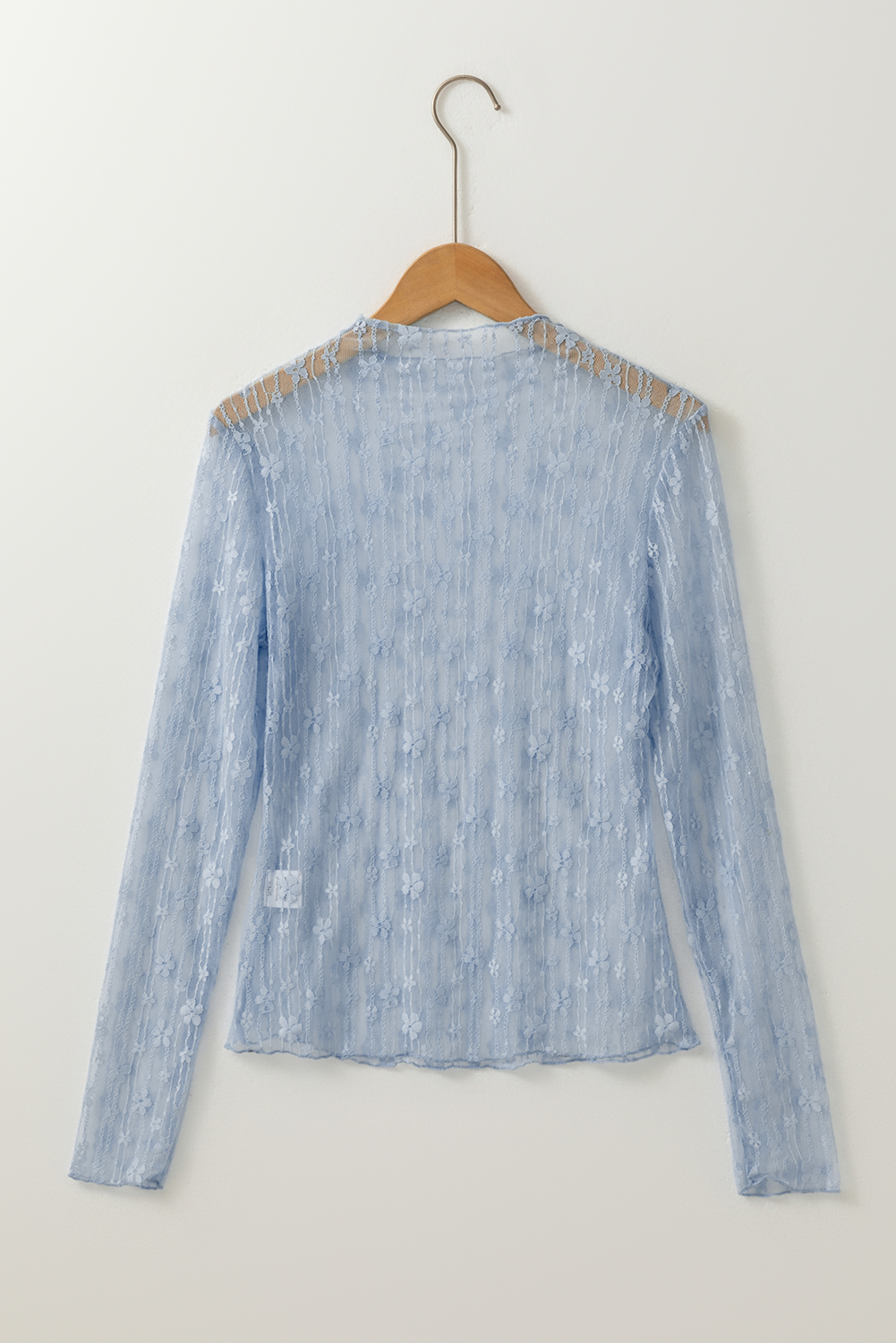 Chic and Graceful Ashleigh Blue Floral Lace Sheath Top for Daily Wear - Detail View 7