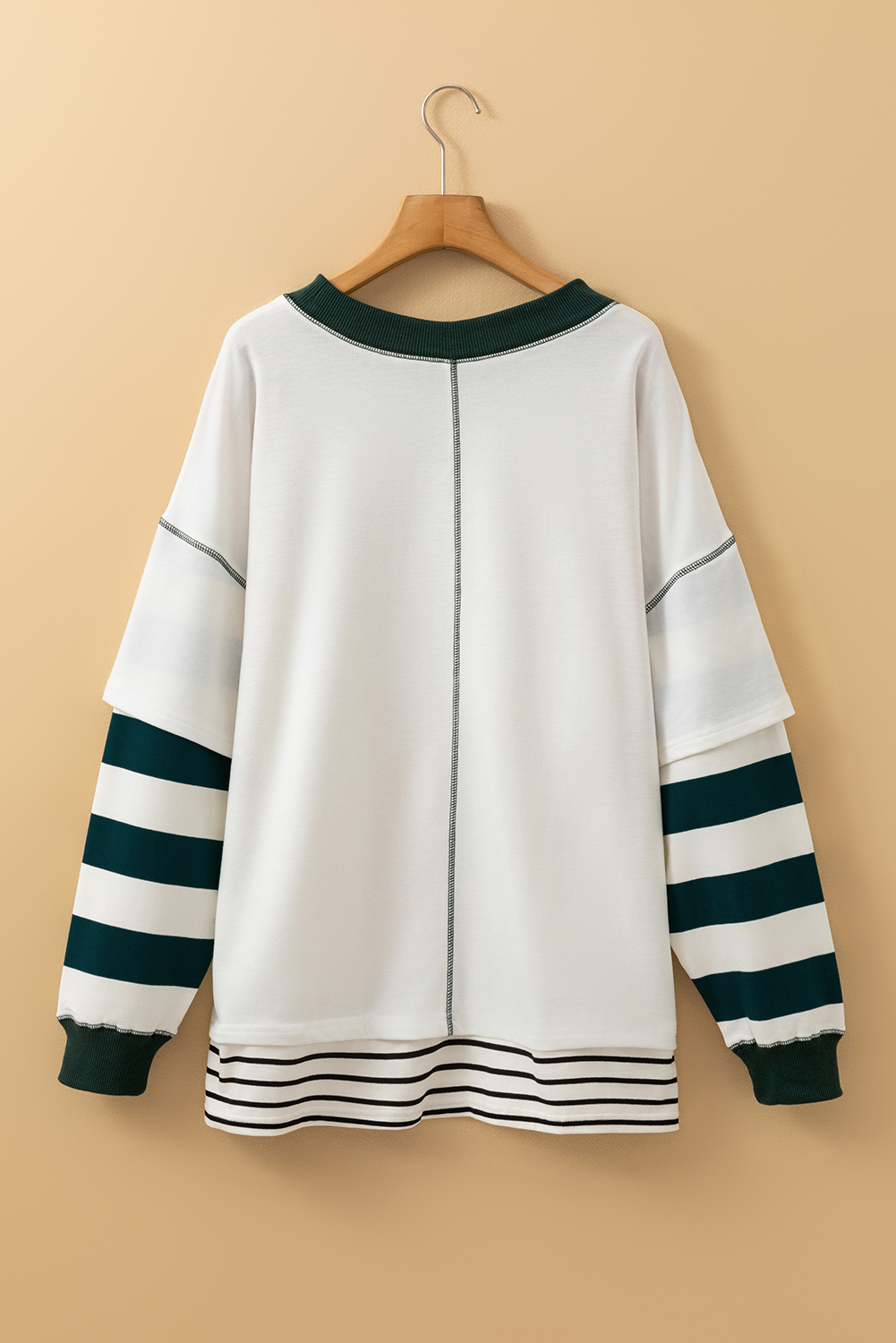 Casual Long Sleeve Graphic Sweatshirt - Striped Design & Bowknot Details - Detail View 6