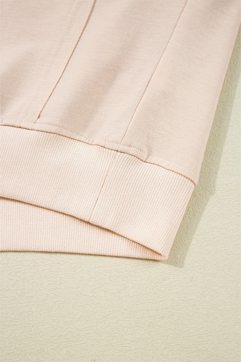 Casual Beige Raw Edge Flower Patch Drop Shoulder Long Sleeve Top - Detail View 9