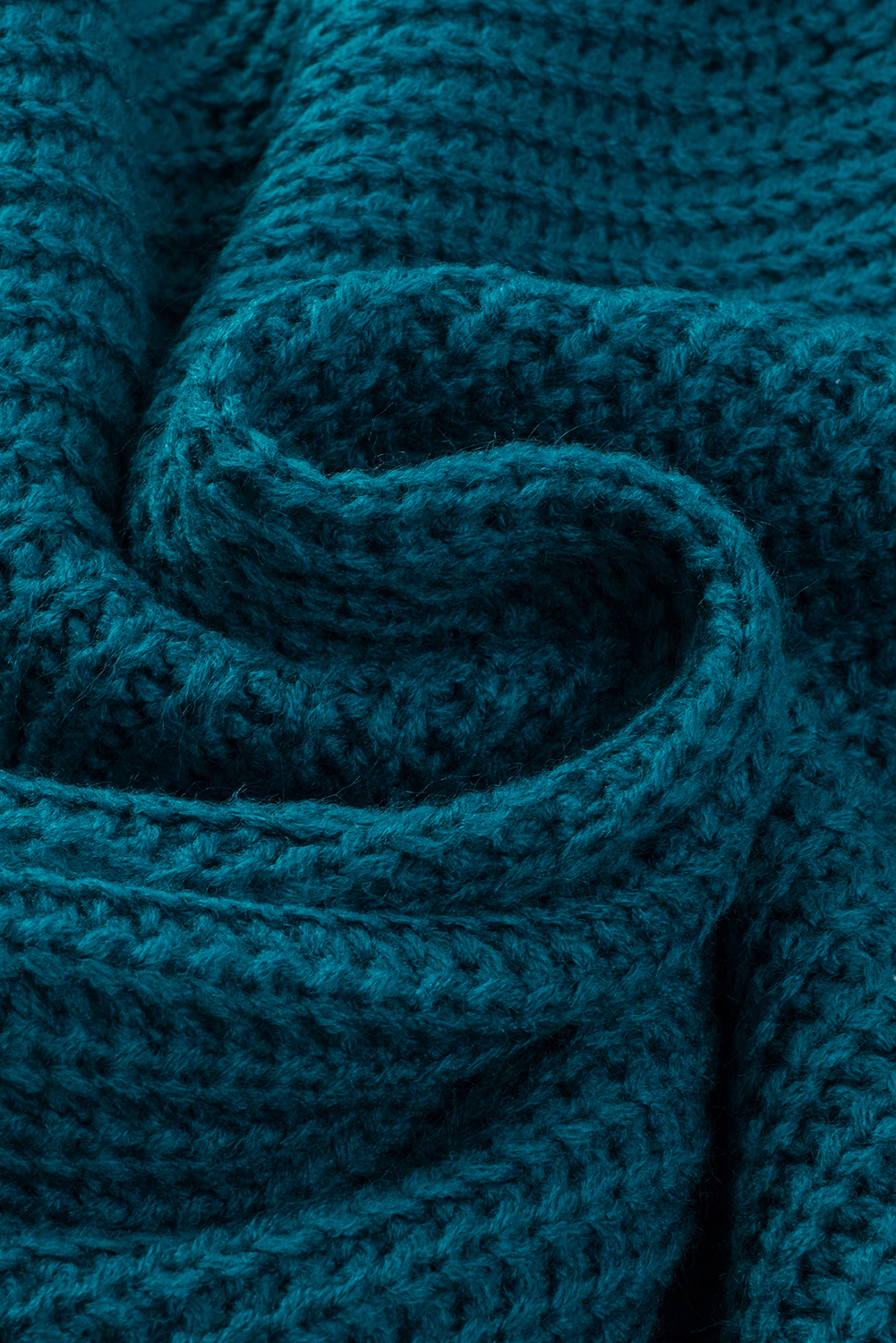 Cozy and Stylish Blue-3 Acrylic Knit Sweater with Puff Sleeves for Daily Wear - Detail View 14