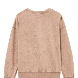 DUNE 'Saved by Grace' Letter Embroidery Mineral Wash Loose Sweatshirt - Khaki - Main View
