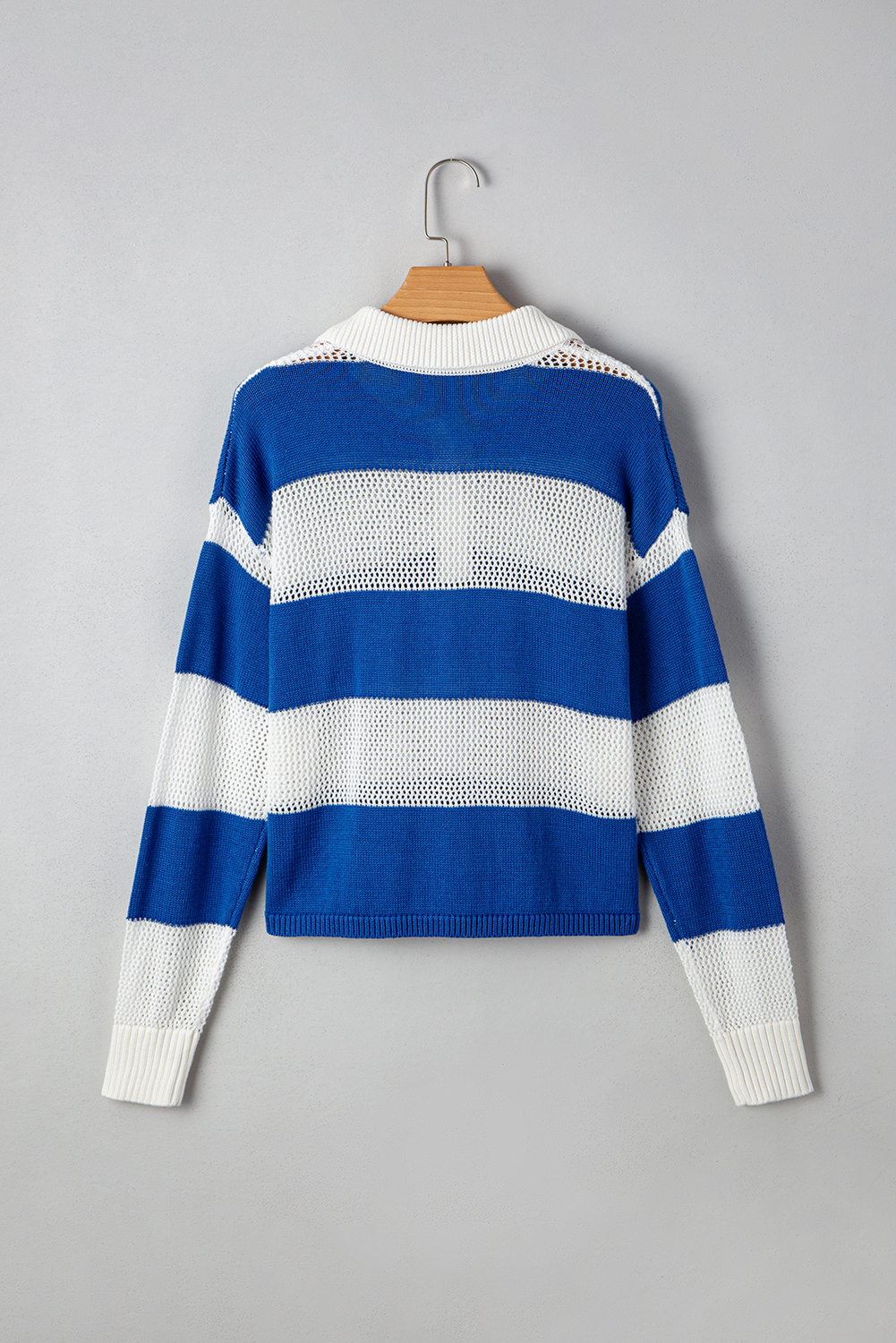 Casual and Comfy Long Sleeve Sweater with Unique Eyelet Crochet Design - Detail View 14