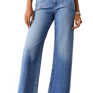Dusk Blue Cropped High Waist Jeans for Women – Casual Loose Fit, All-Season Essential