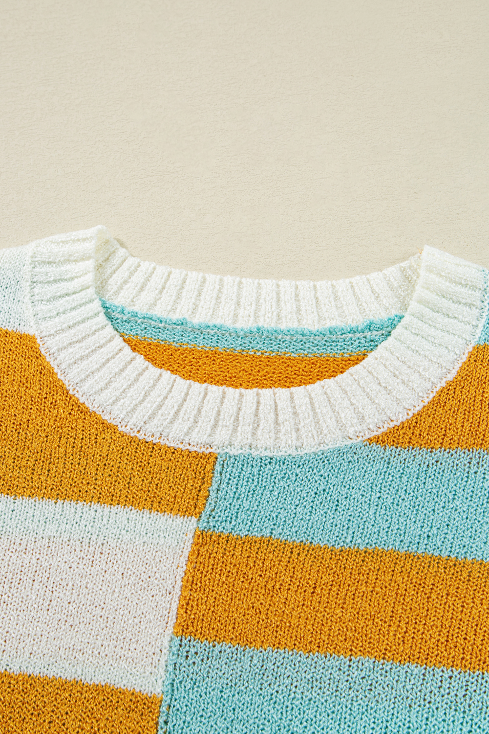 Trendy Color Block Striped Sweater in Jurassic Gold - Perfect for Fall & Autumn - Detail View 10