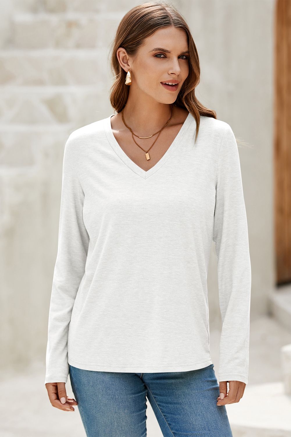 Stylish Stretchy Women's Top with Long Sleeves - Ideal for Daily Casual Outfits - Detail View 7