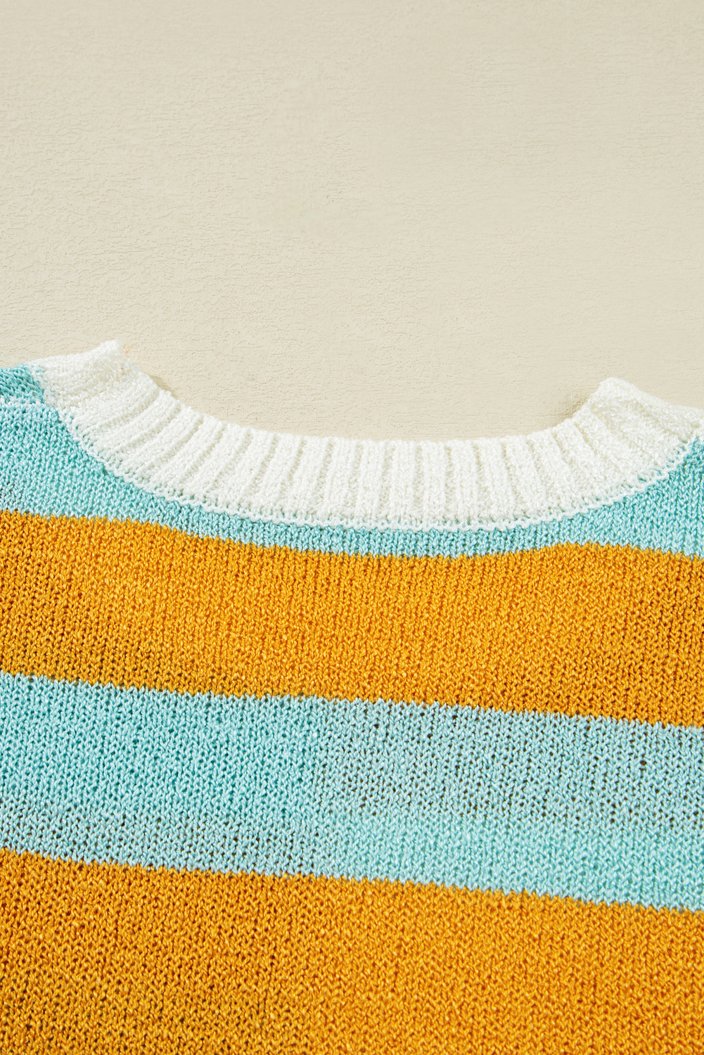 Trendy Color Block Striped Sweater in Jurassic Gold - Perfect for Fall & Autumn - Detail View 6