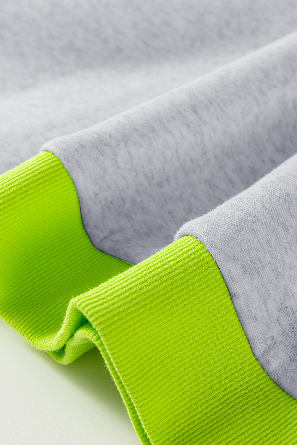 Women's Light Grey Contrast Color Banding Patchwork Puff Sleeve Loose Sweatshirt - Detail View 9