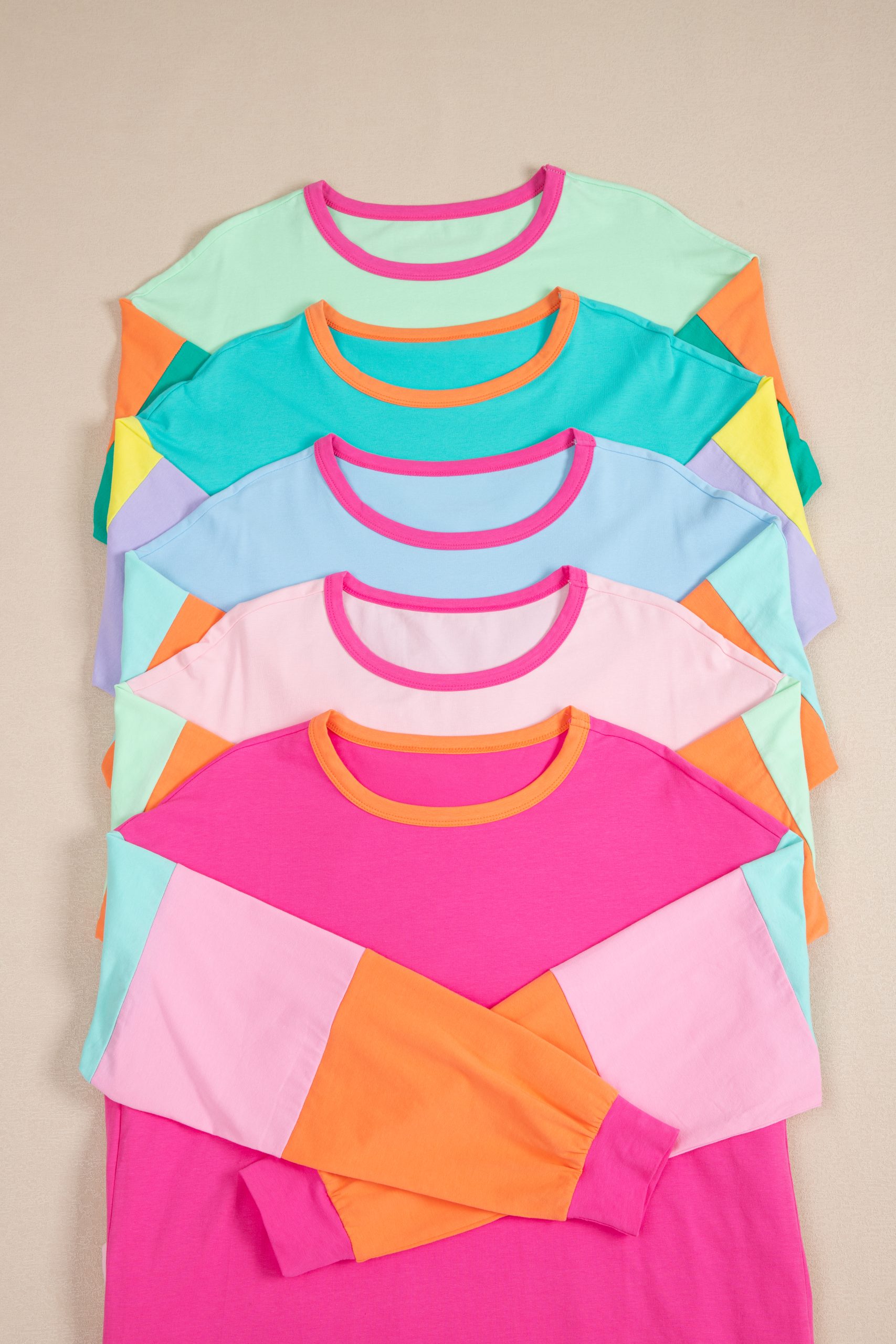 Comfortable Loose-Fit Round Neck Top for Daily Wear - Light Blue & Green - Detail View 19