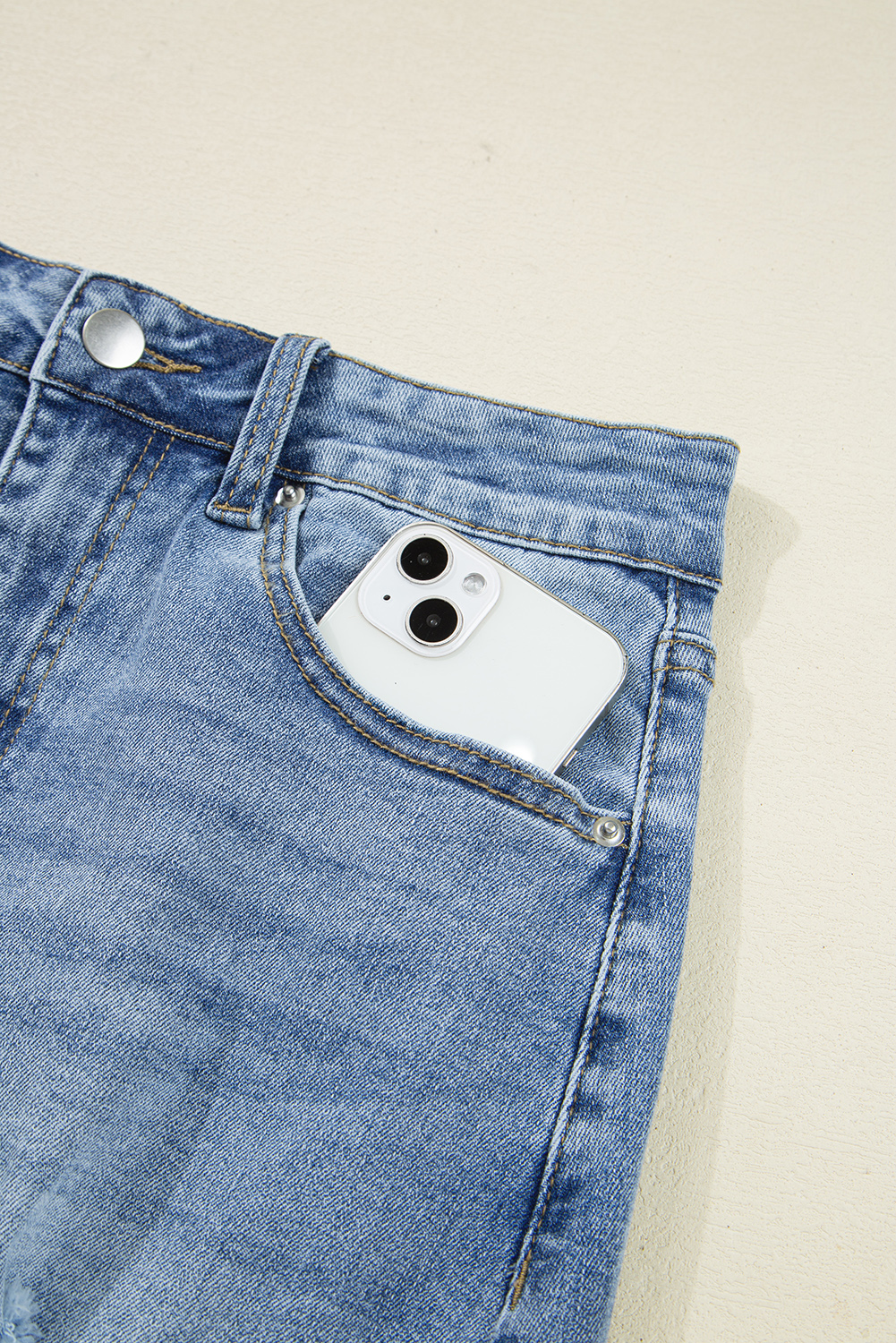Denim Midi Skirt, Myosotis, Distressed Bottom, High Waist, Casual Style, Women's Skirt, Ripped Details, Solid Color, Western Fashion, Spring Season, Daily Wear, Trendy Design, Comfortable Fabric - Detail View 8