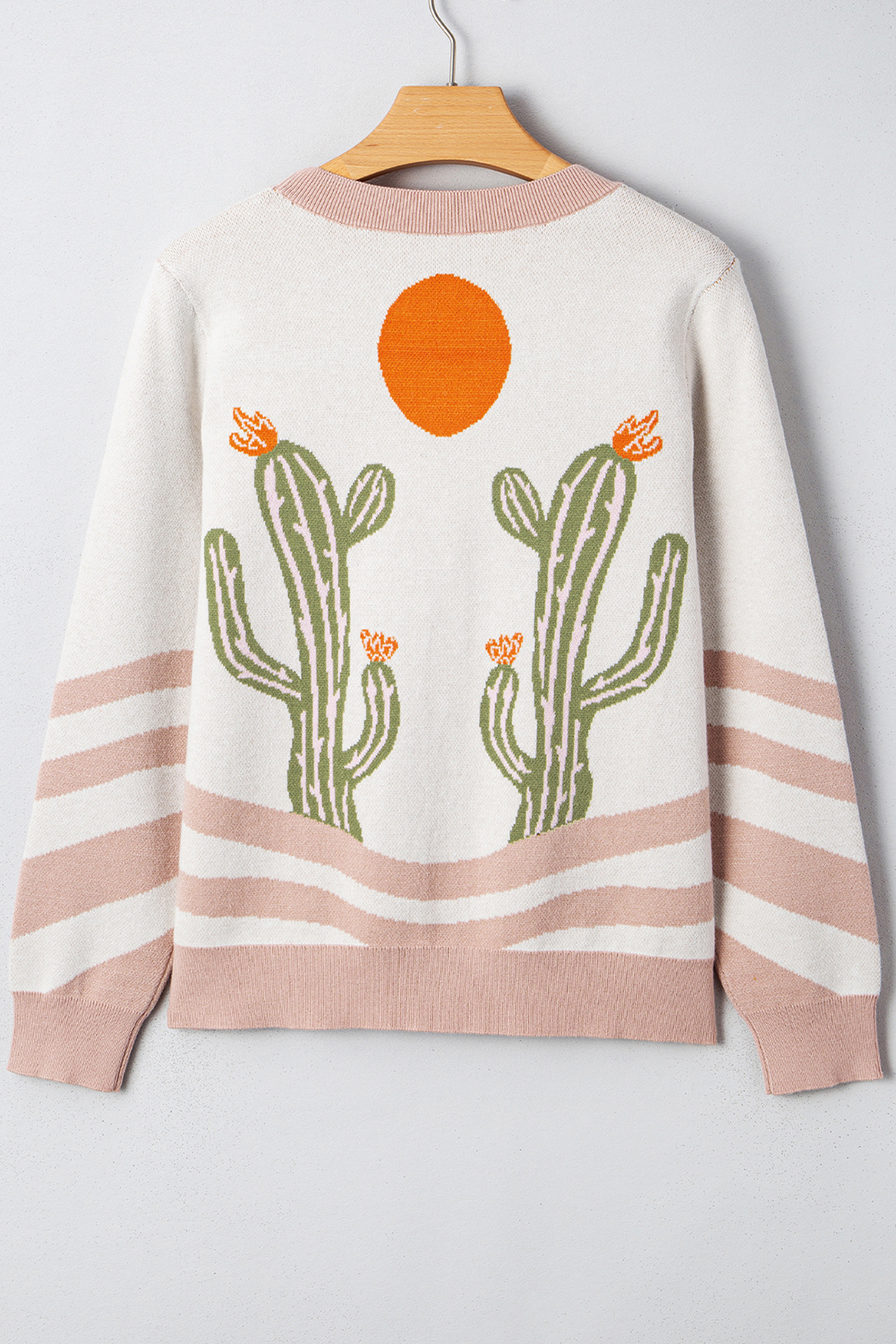 Women's Apricot Desert Cactus Buttoned Front Sweater Cardigan - Western Style for Daily Wear - Detail View 5