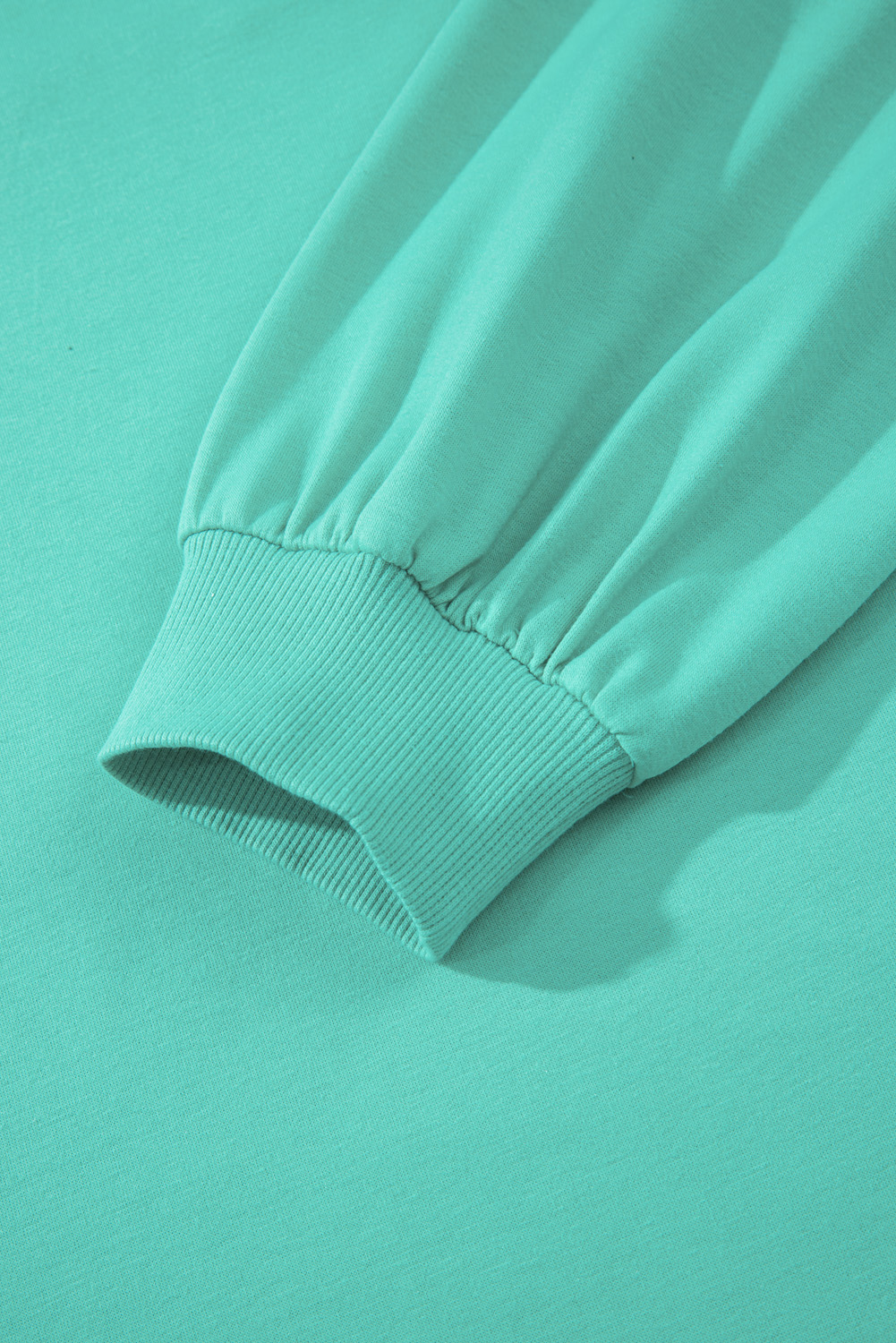 Comfortable Plus Size Long Sleeve V Neck Top with Drawstring Shorts in Sea Green - Detail View 19