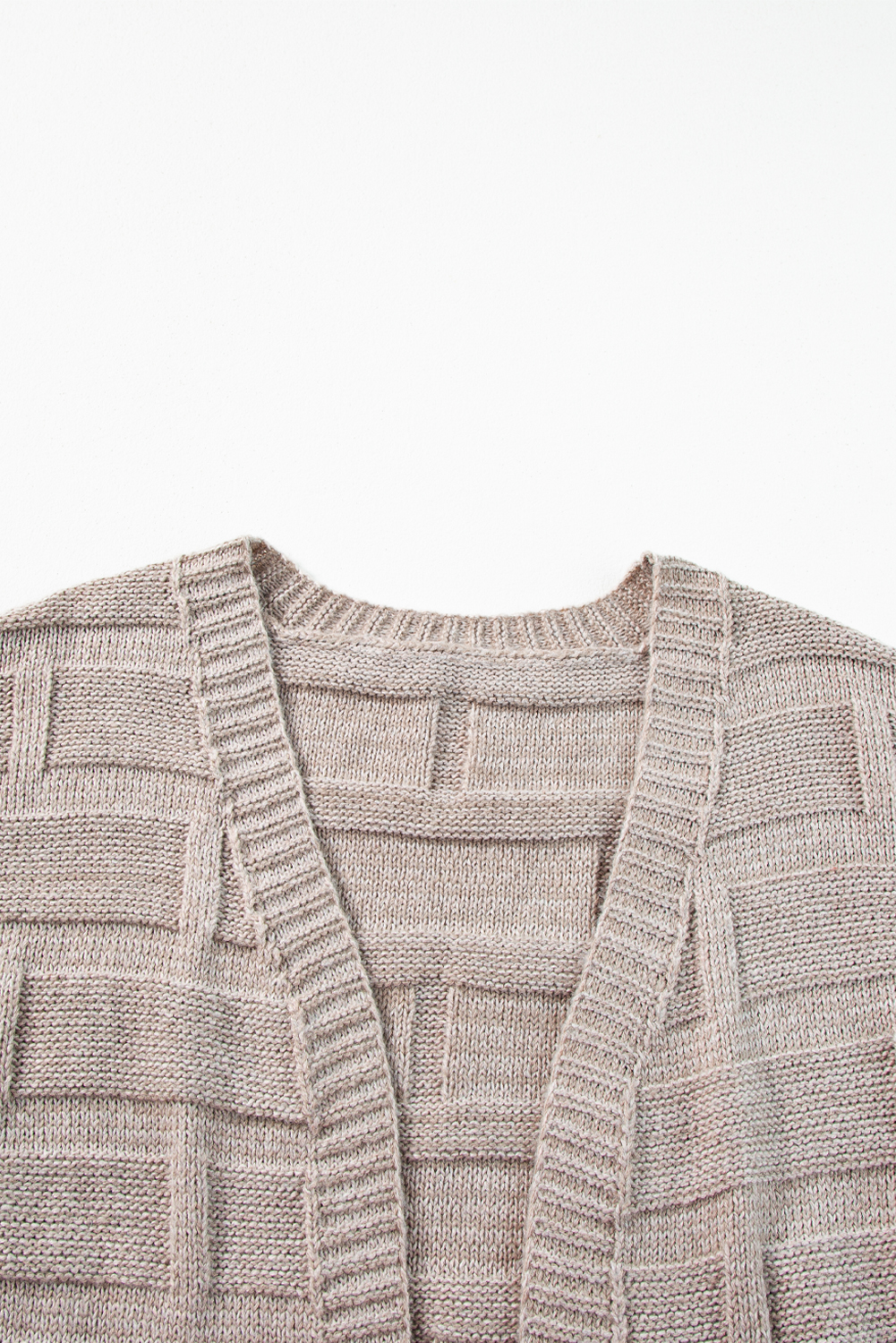Chic Delicacy Textured Knit Open Front Cardigan with Pockets - Oversized Comfort - Detail View 13