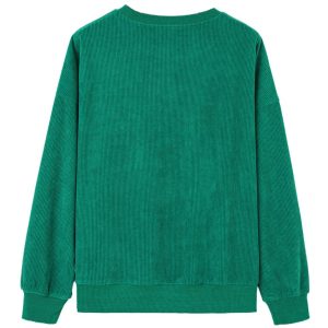 Women's Dark Green Corded Letter Graphic Sweatshirt – Cozy Casual Fall Style for Everyday Wear - Main View