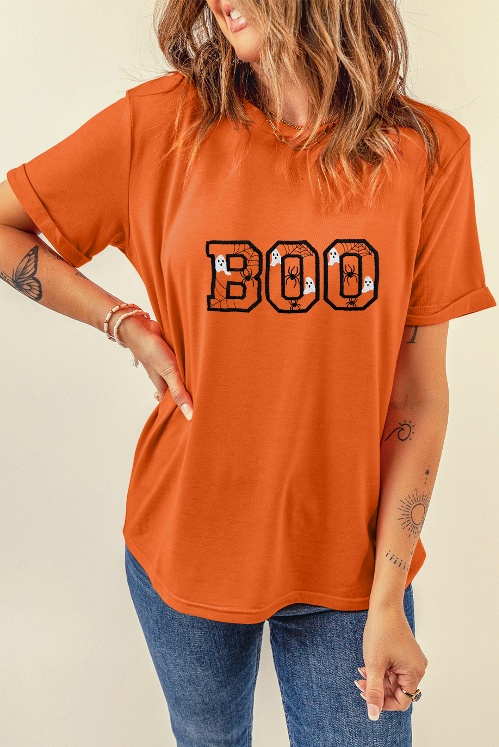 Fun and Festive Orange Graphic Tee for Halloween - Comfortable Casual Wear - Detail View 3