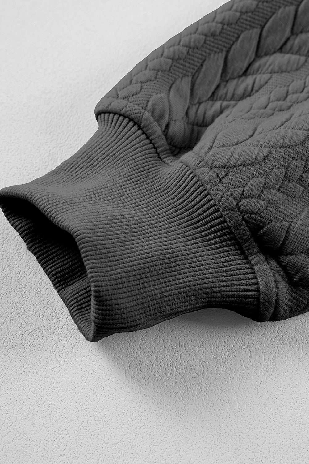 Basic Gray Long Sleeve Hoodie with Textured Fabric and Comfortable Fit - Detail View 11