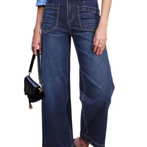 Women's Sail Blue Wide Leg Shift Jeans – High Waist Casual Daily Wear