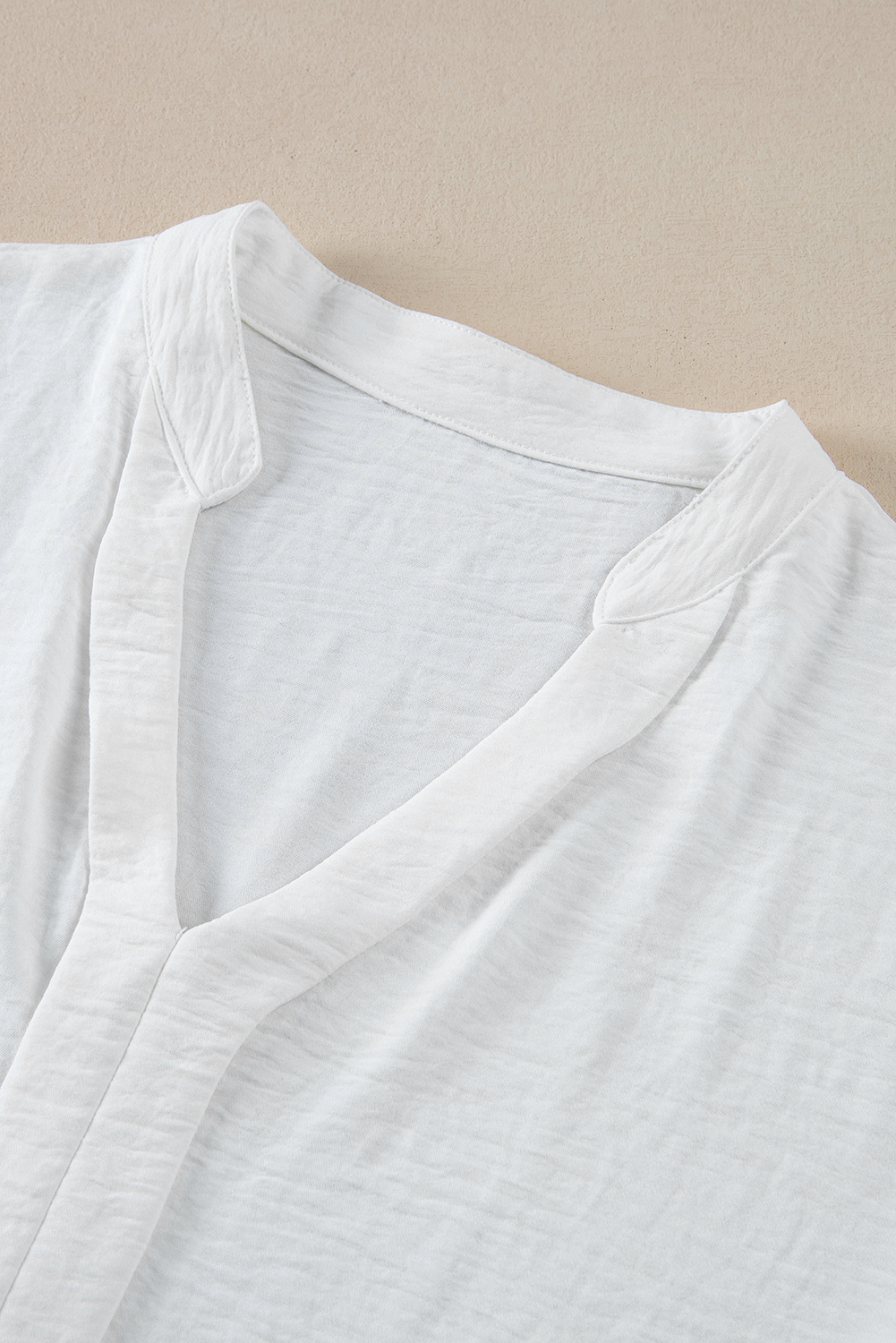 Stylish Short Sleeve V Neck Blouse - White Patchwork Design, Perfect for Daily and Office Wear - Detail View 10