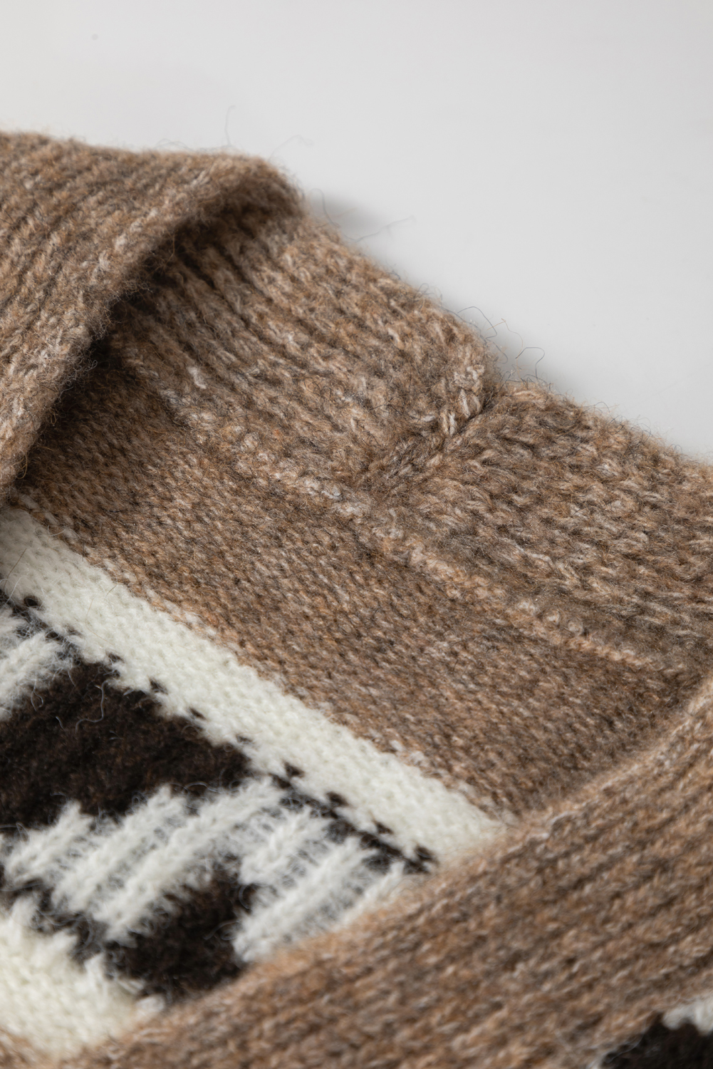Women's Cardigan, Dark Khaki, Ethnic Pattern, Geometric Design, V Neck, Button Front, Long Sleeve, Casual, Bohemian Style, Fall Fashion, Daily Wear, Comfortable Sweater, Stylish Outerwear - Detail View 12